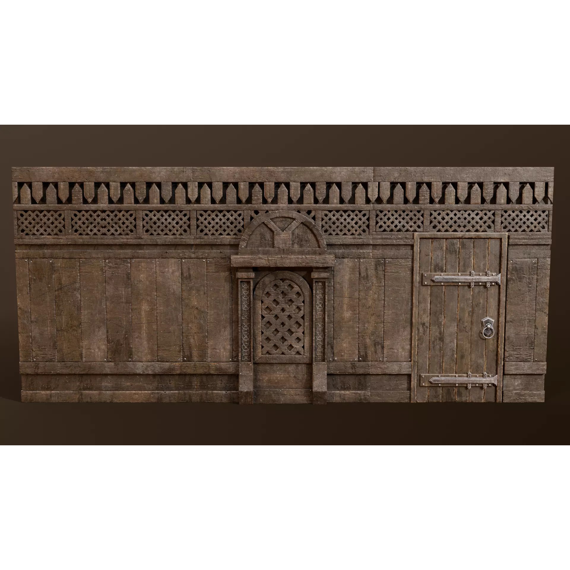 Medieval Modular Wall and Door Pack - Low-Poly Game-Ready 3D Model - View 3