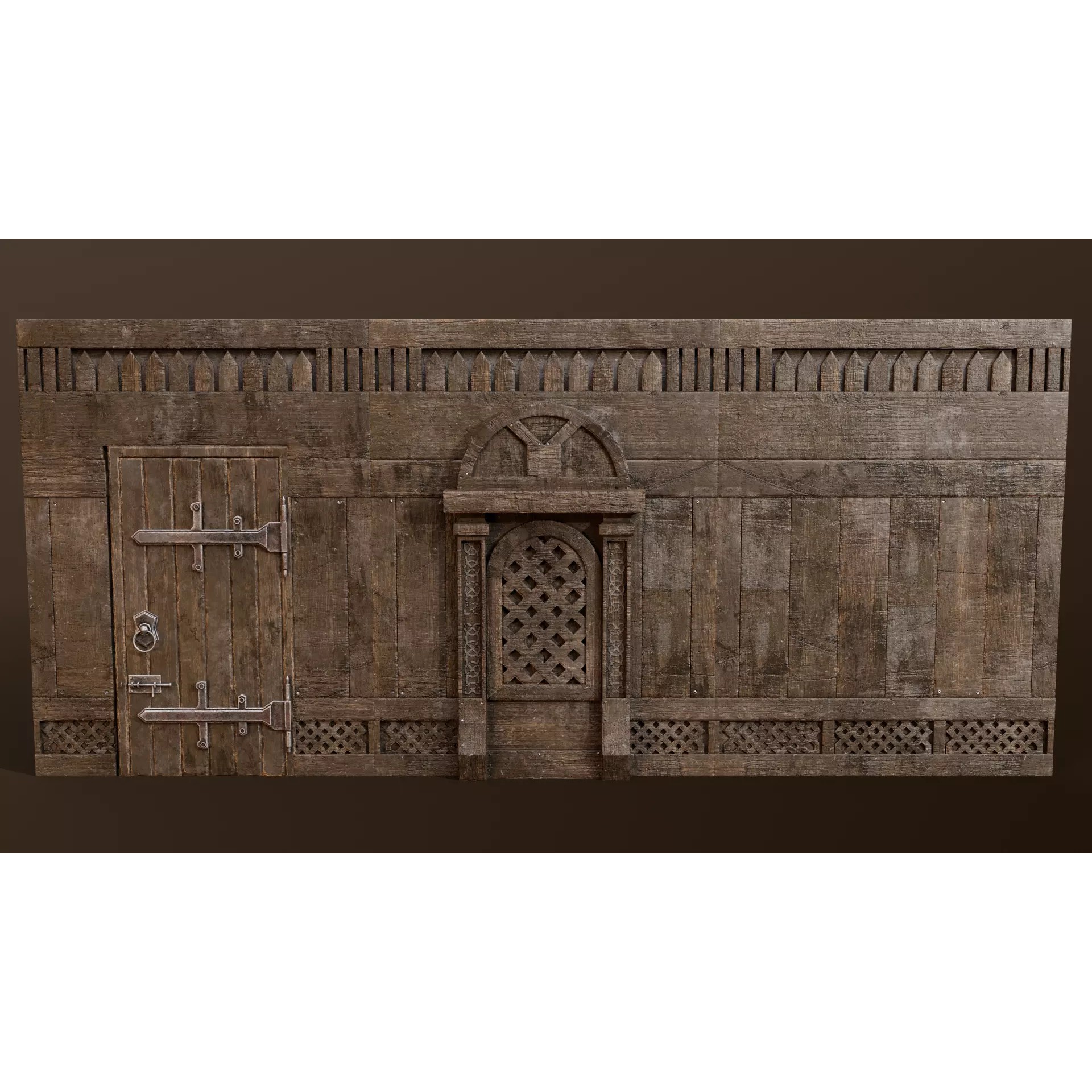 Medieval Modular Wall and Door Pack - Low-Poly Game-Ready 3D Model - View 4