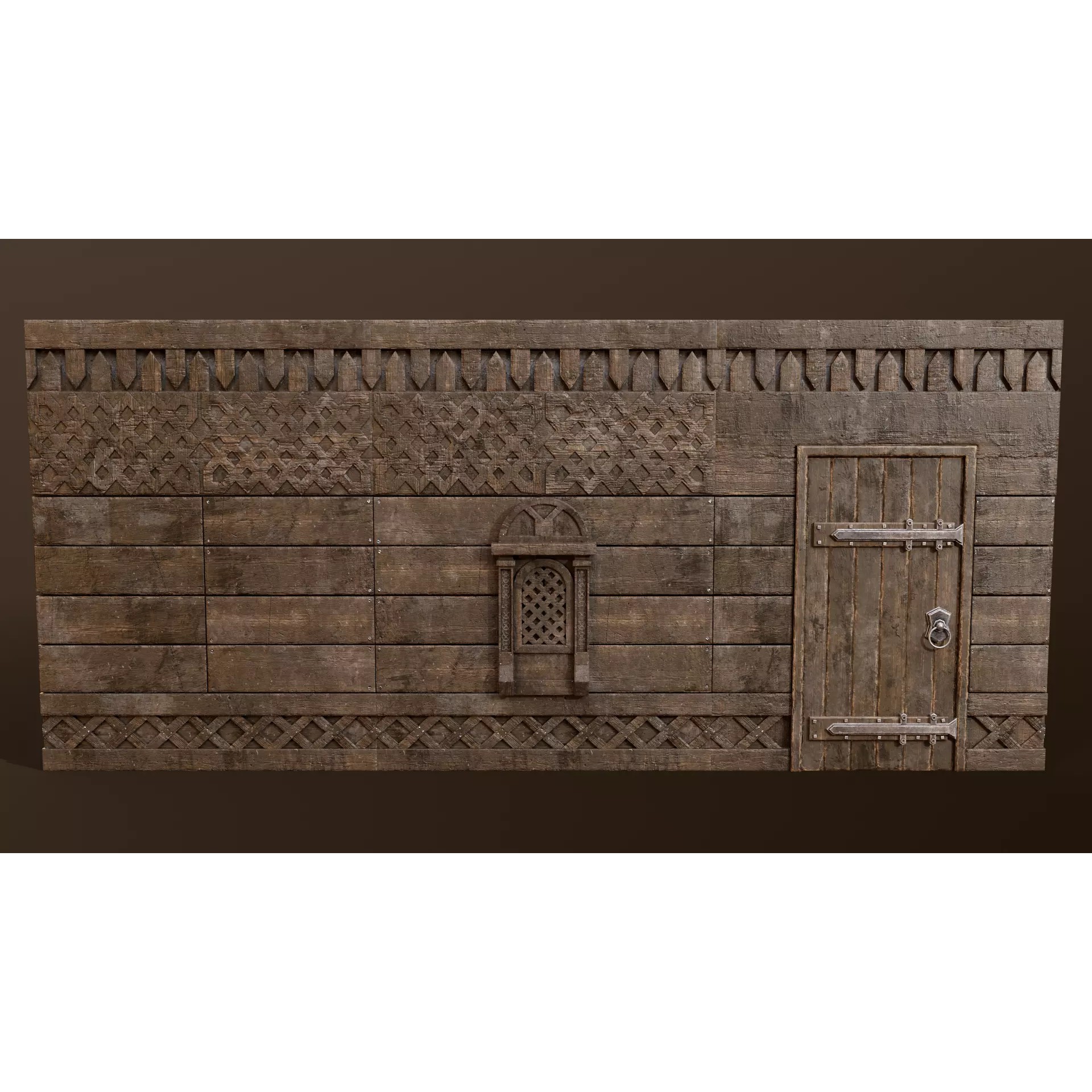 Medieval Modular Wall and Door Pack - Low-Poly Game-Ready 3D Model - View 6