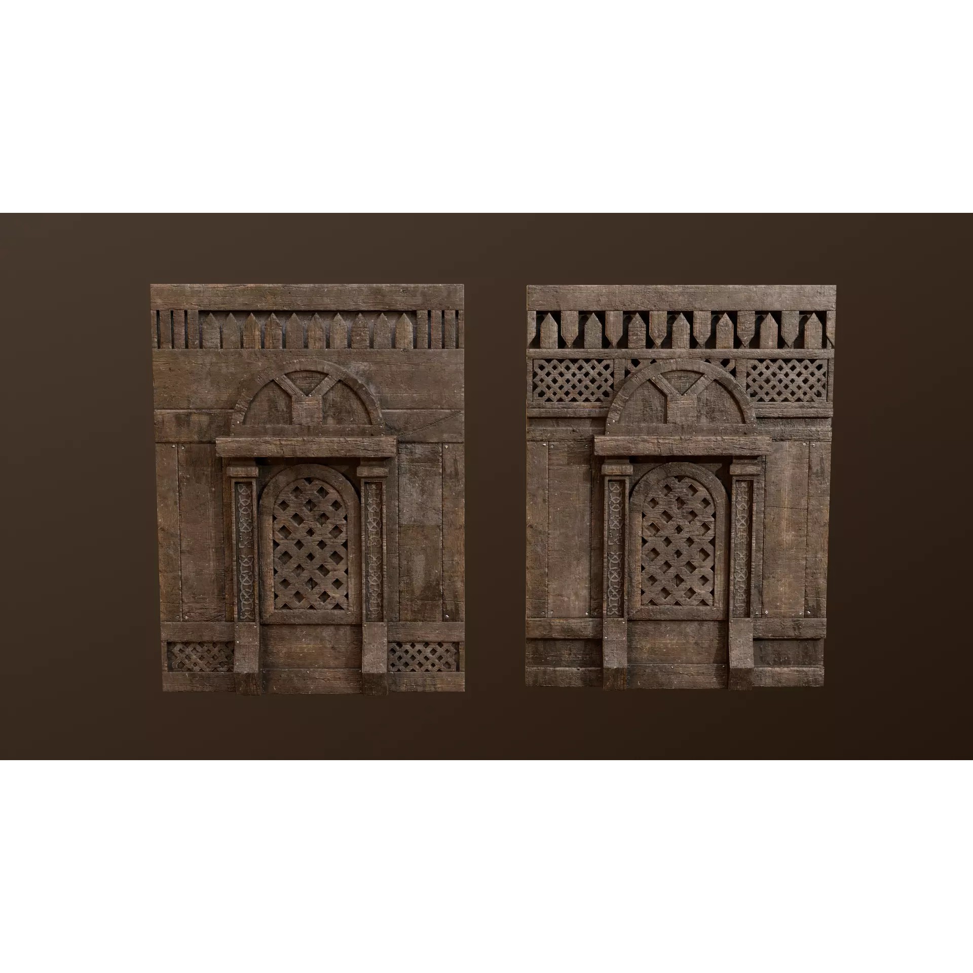Medieval Modular Wall and Door Pack - Low-Poly Game-Ready 3D Model - View 7