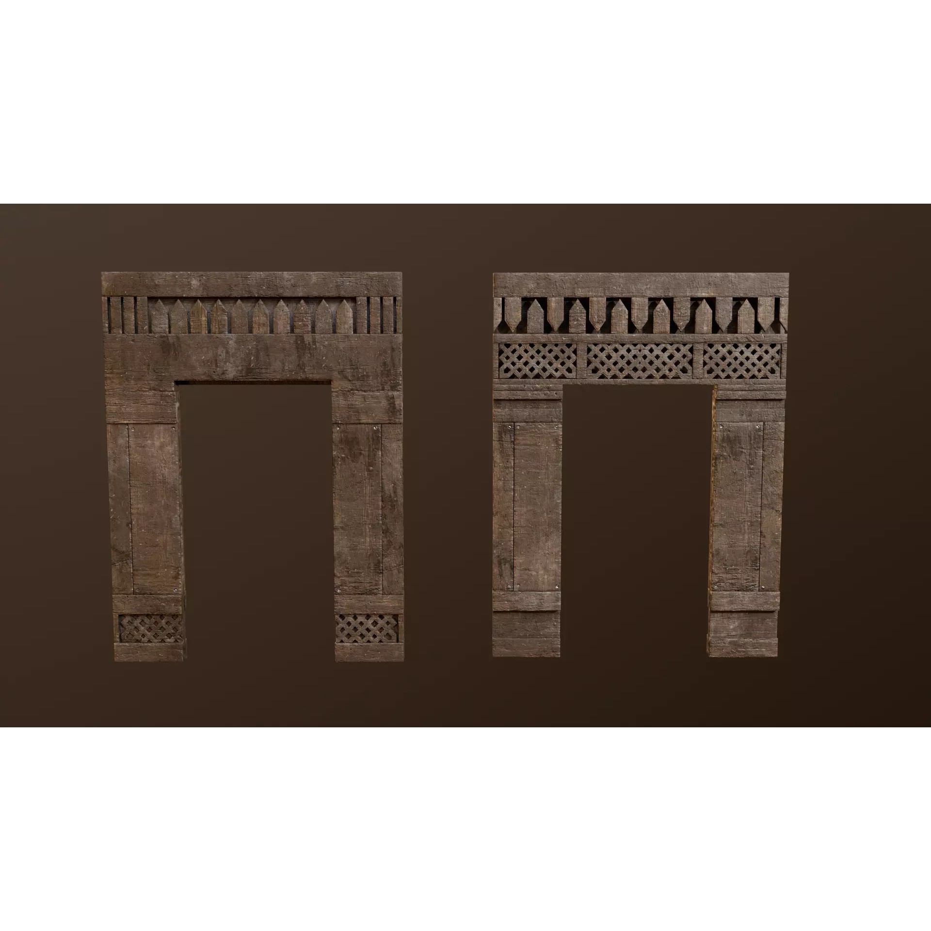 Medieval Modular Wall and Door Pack - Low-Poly Game-Ready 3D Model - View 9