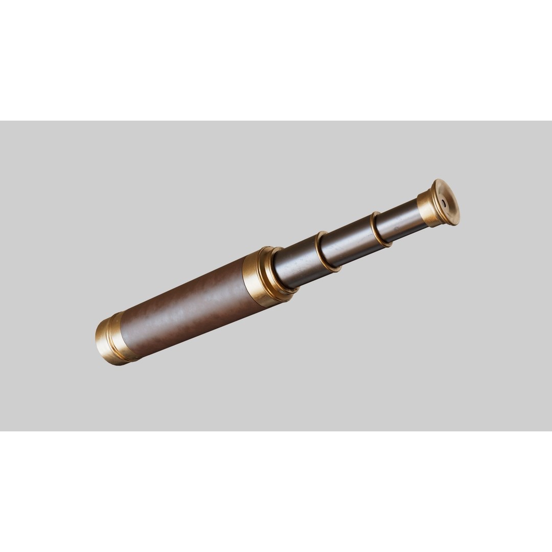 Antique Spyglass 3D Model – Low Poly PBR Game Asset, FBX, OBJ