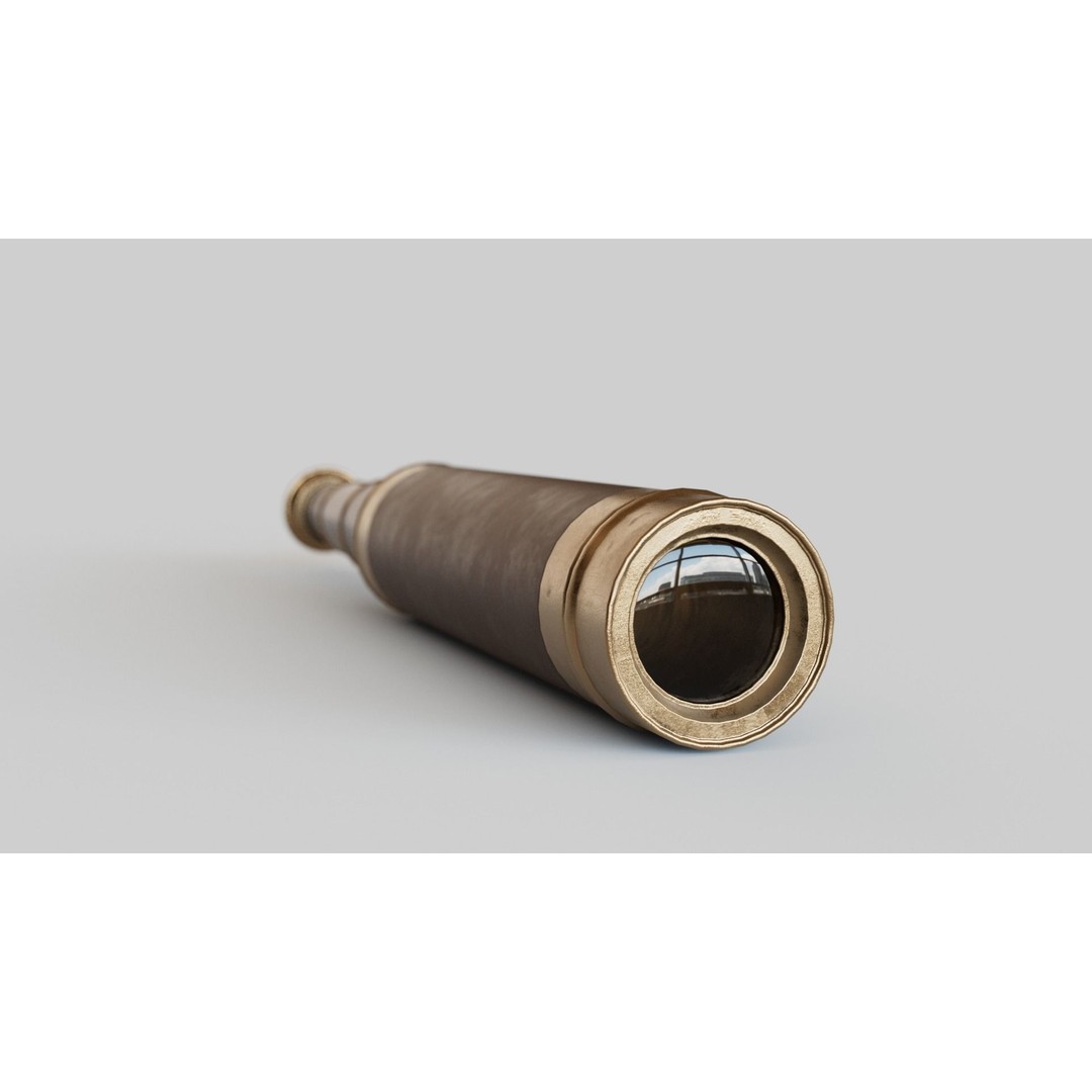 Antique Spyglass 3D Model – Low Poly PBR Game Asset, FBX, OBJ - View 11