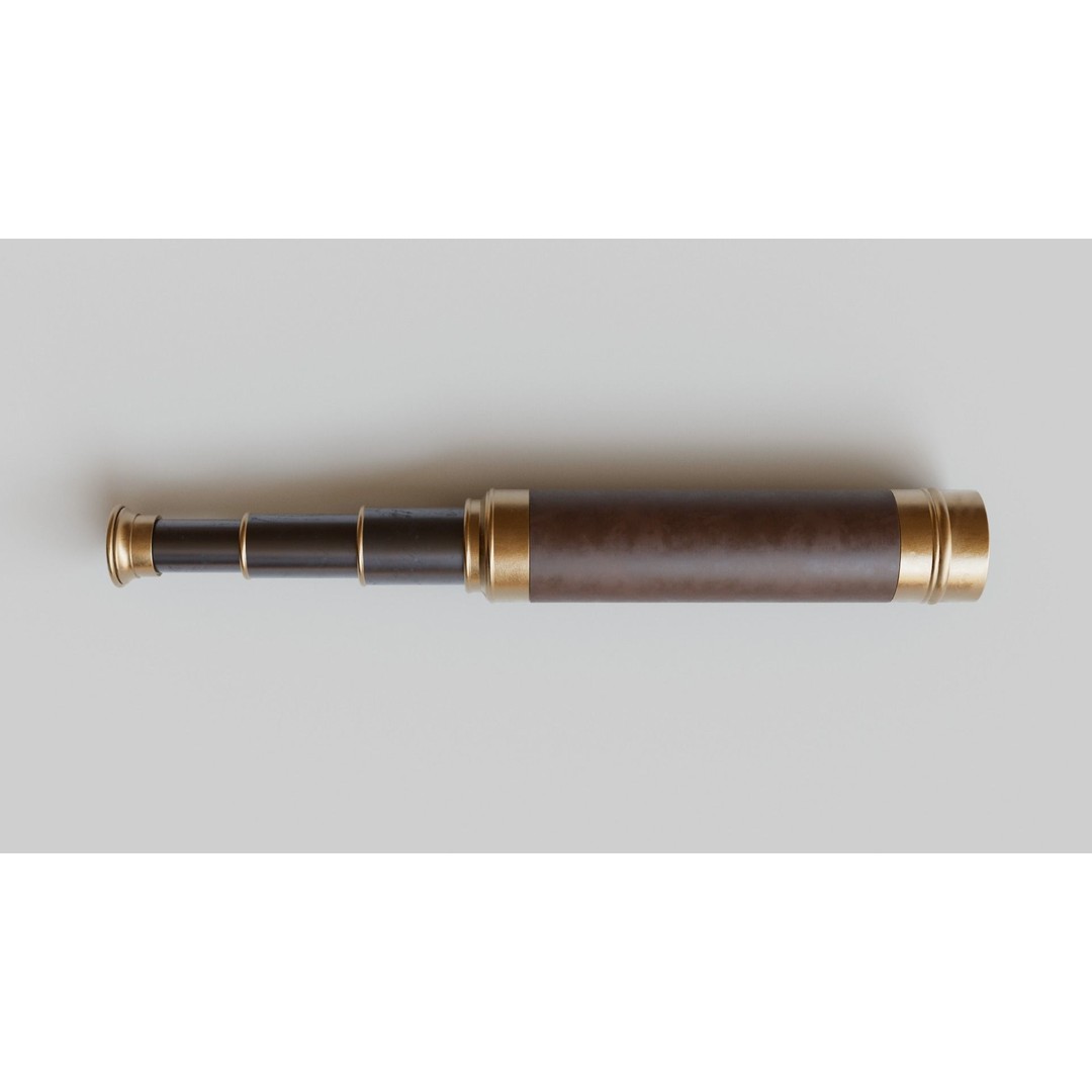 Antique Spyglass 3D Model – Low Poly PBR Game Asset, FBX, OBJ - View 12