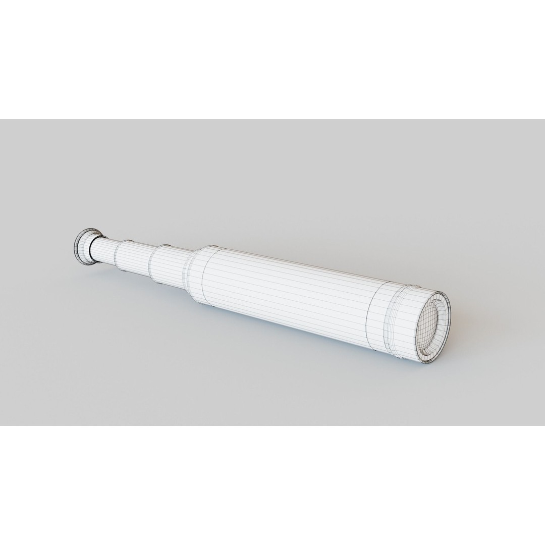 Antique Spyglass 3D Model – Low Poly PBR Game Asset, FBX, OBJ - View 3