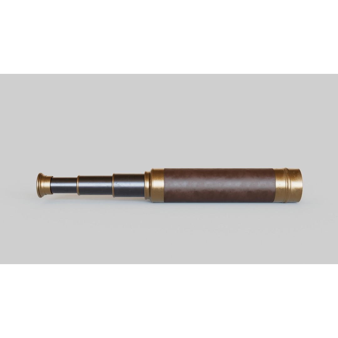 Antique Spyglass 3D Model – Low Poly PBR Game Asset, FBX, OBJ - View 5