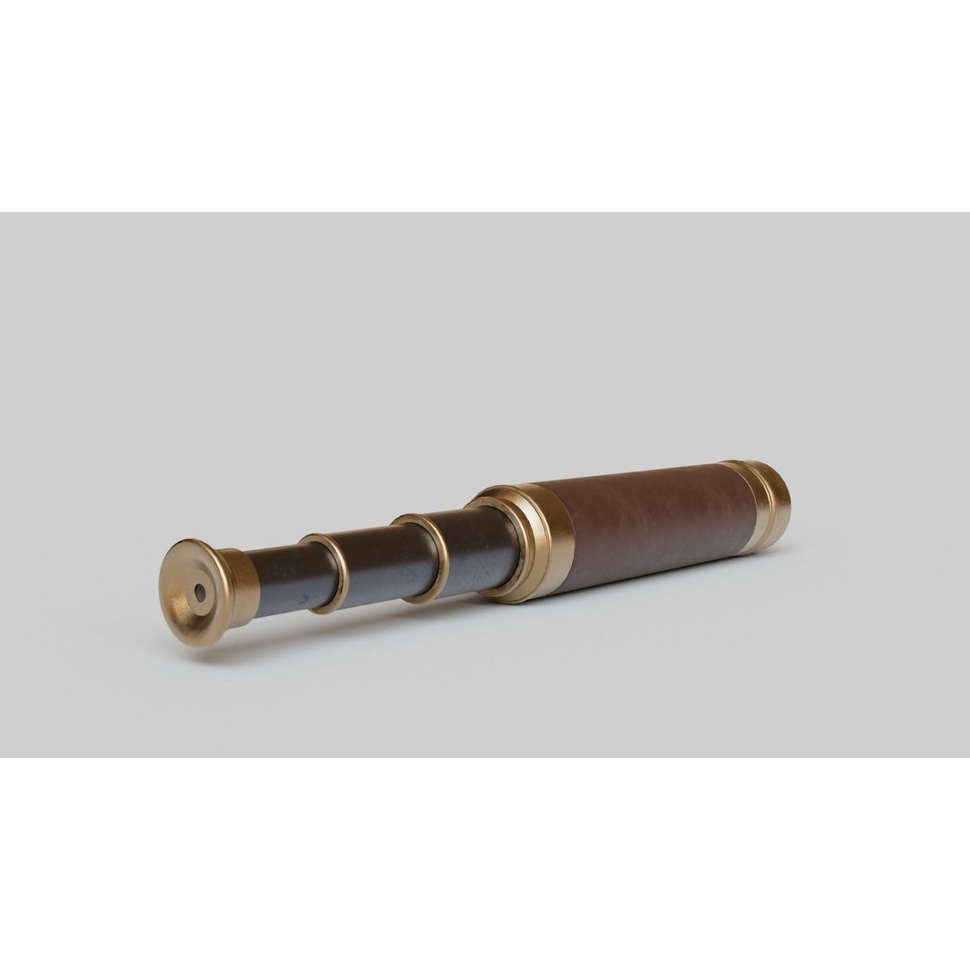 Antique Spyglass 3D Model – Low Poly PBR Game Asset, FBX, OBJ - View 8