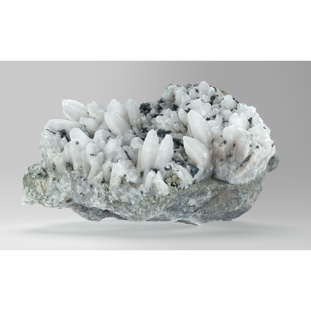 Quartz Pyrite Chalcopyrite 3D Model – Low Poly Gemstone, FBX & OBJ - View 3