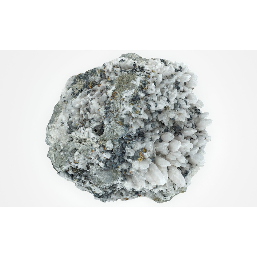 Quartz Pyrite Chalcopyrite 3D Model – Low Poly Gemstone, FBX & OBJ - View 4