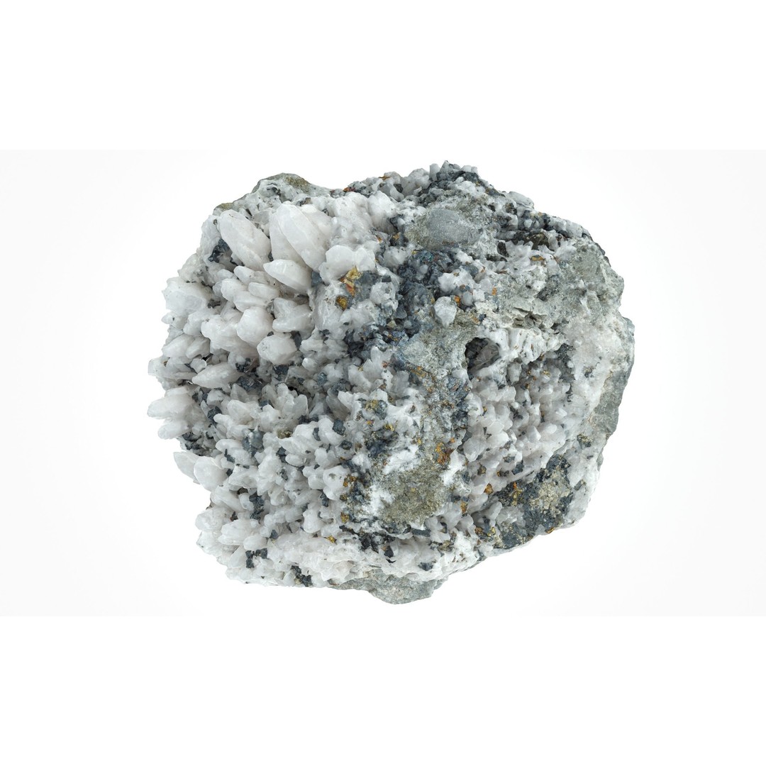 Quartz Pyrite Chalcopyrite 3D Model – Low Poly Gemstone, FBX & OBJ - View 6