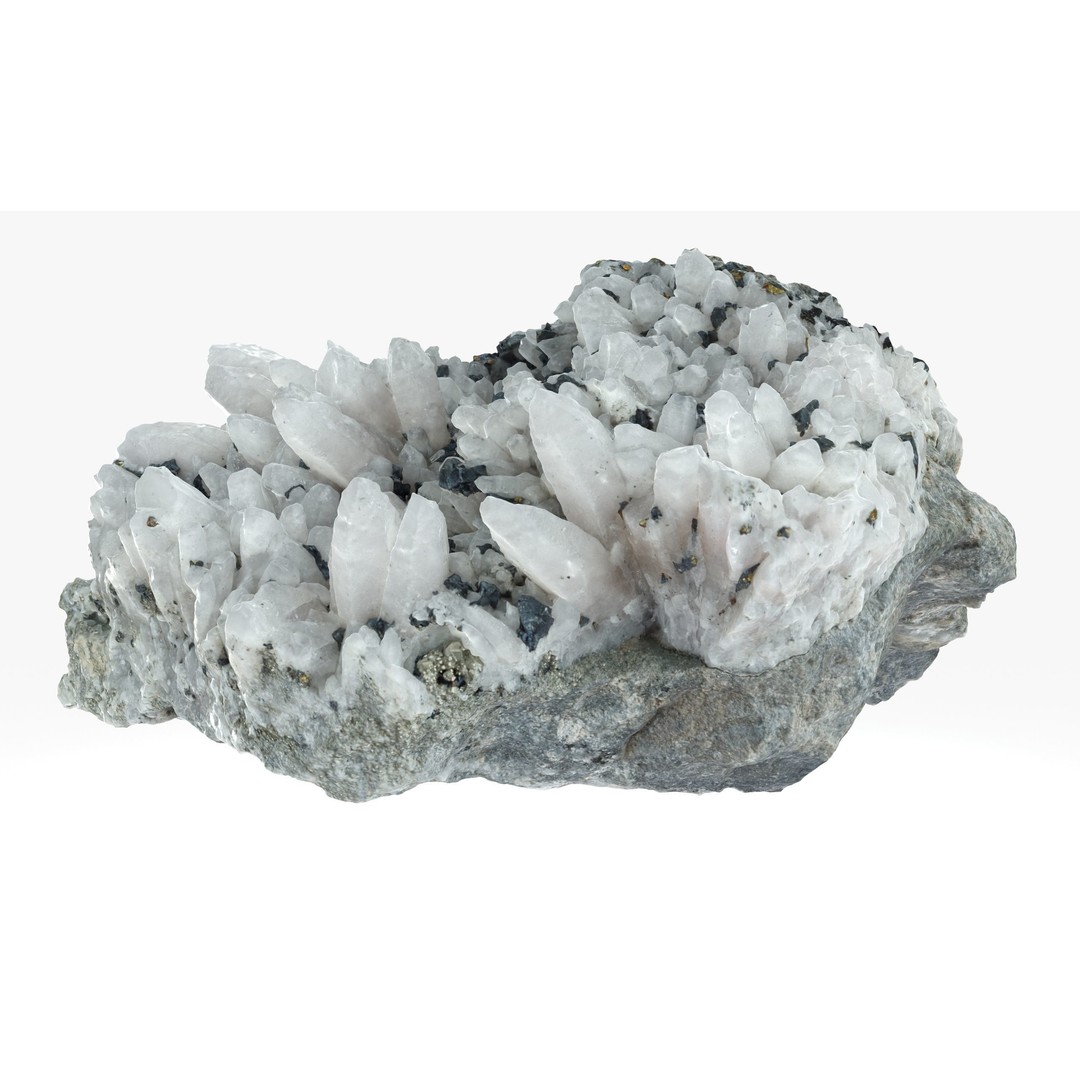 Quartz Pyrite Chalcopyrite 3D Model – Low Poly Gemstone, FBX & OBJ - View 7