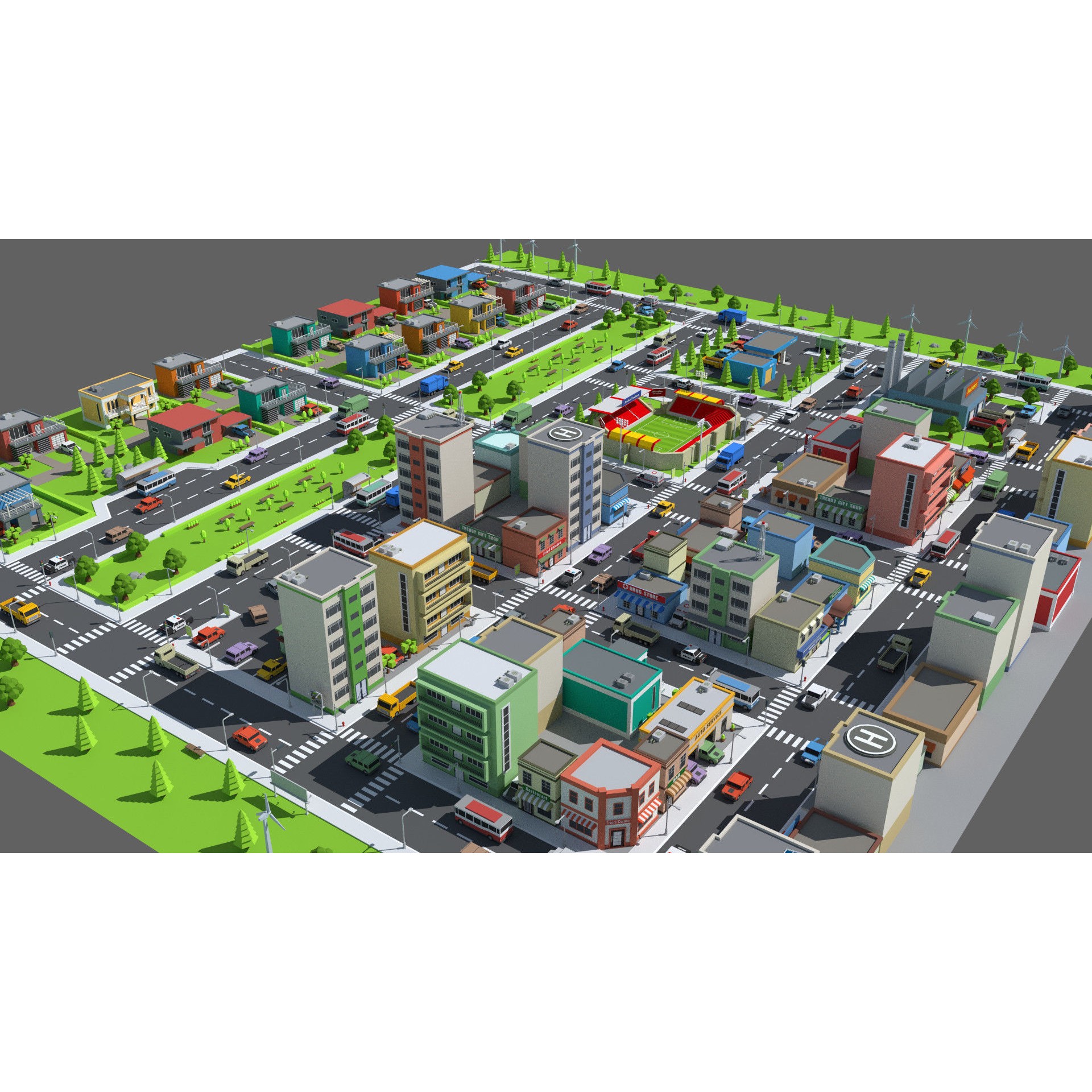 SimplePoly City - Low-Poly Game-Ready 3D Model - View 10
