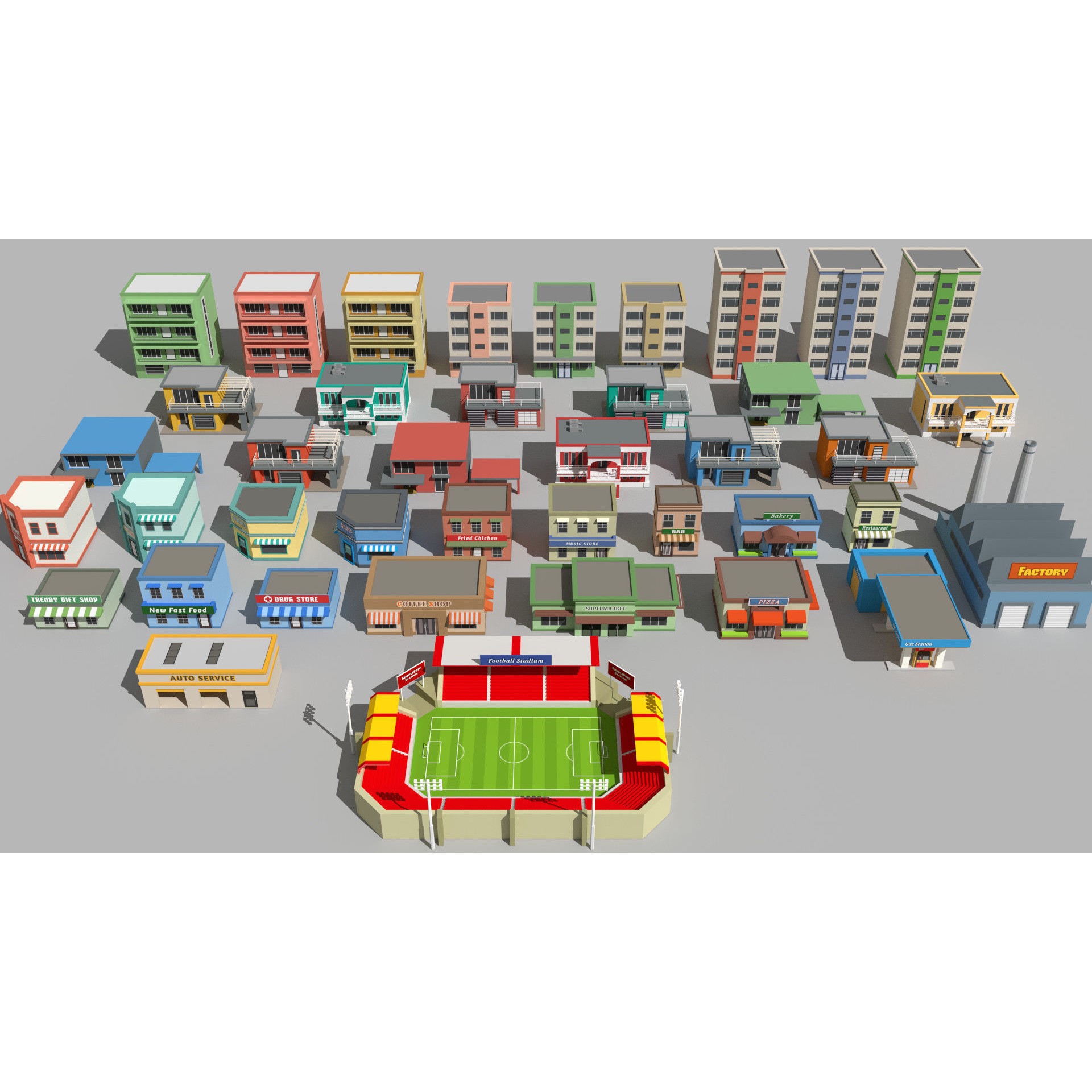 SimplePoly City - Low-Poly Game-Ready 3D Model - View 11