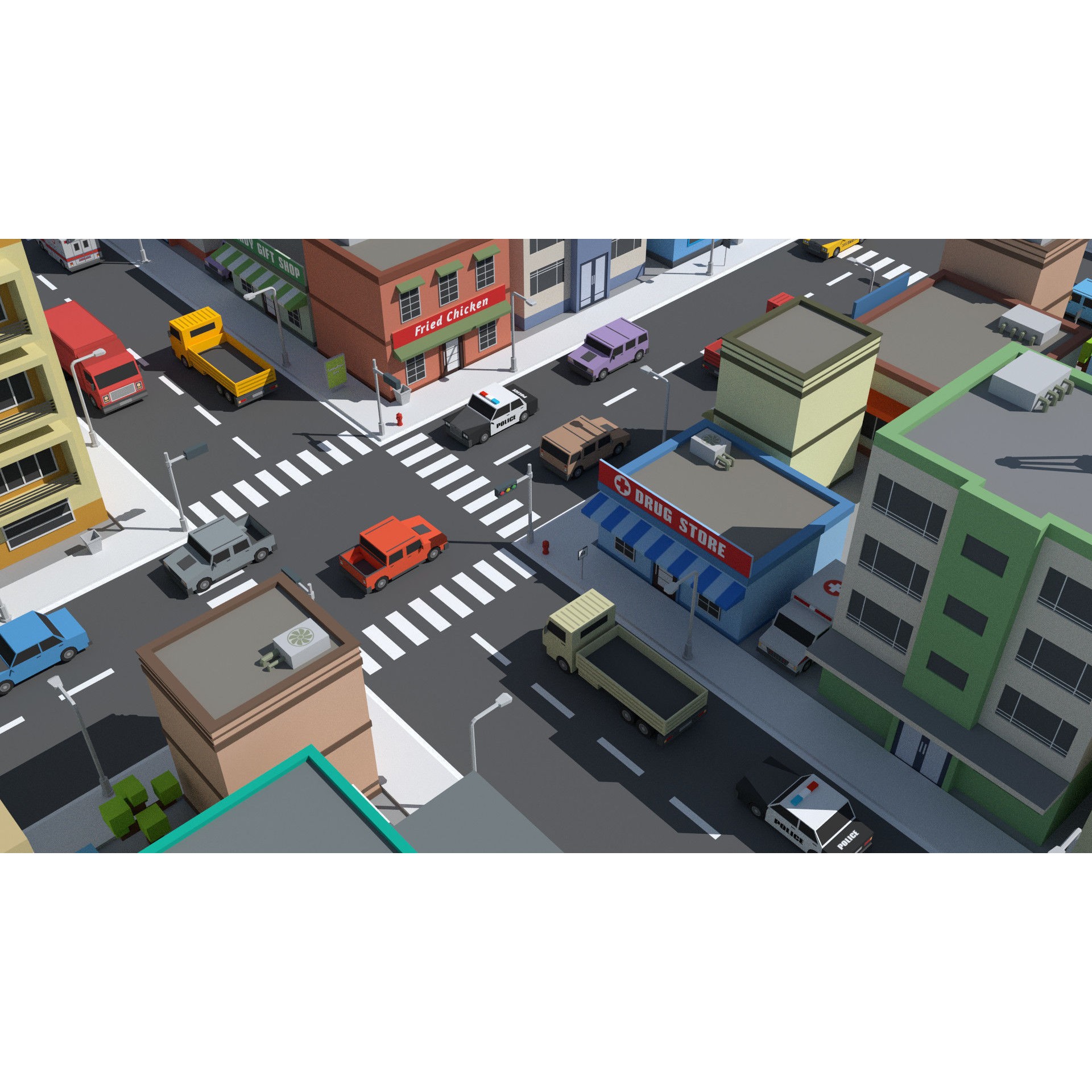 SimplePoly City - Low-Poly Game-Ready 3D Model - View 4
