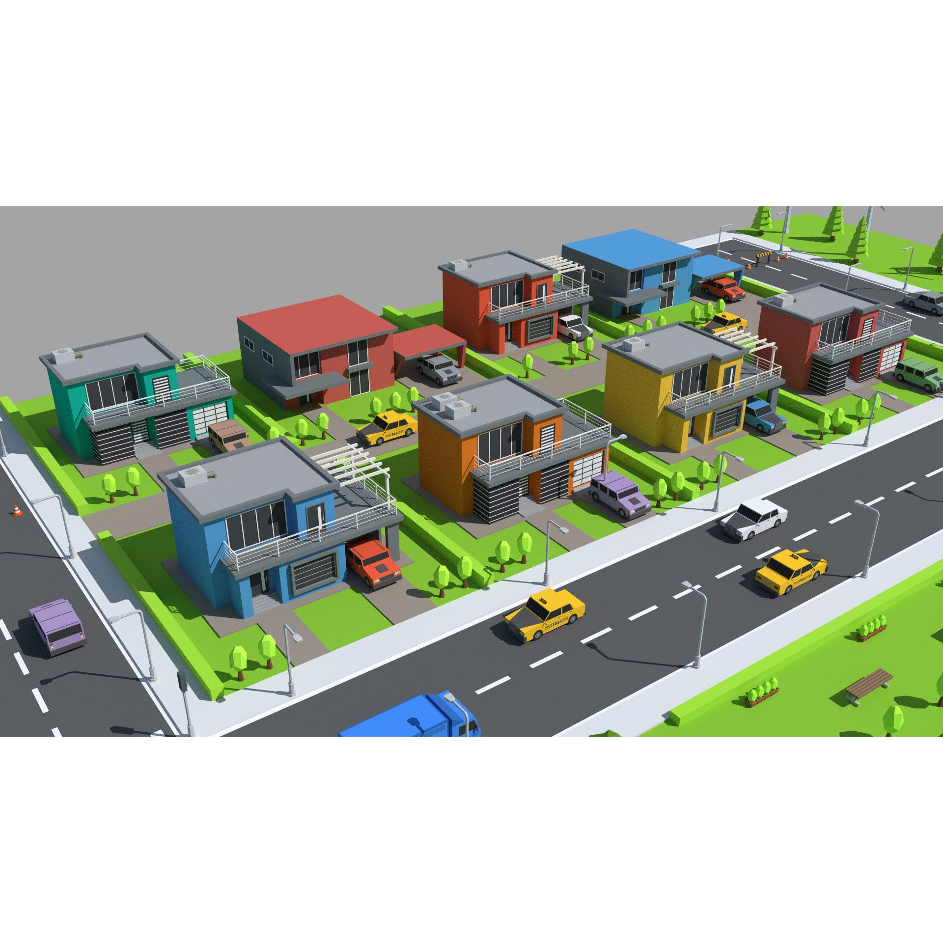 SimplePoly City - Low-Poly Game-Ready 3D Model - View 5