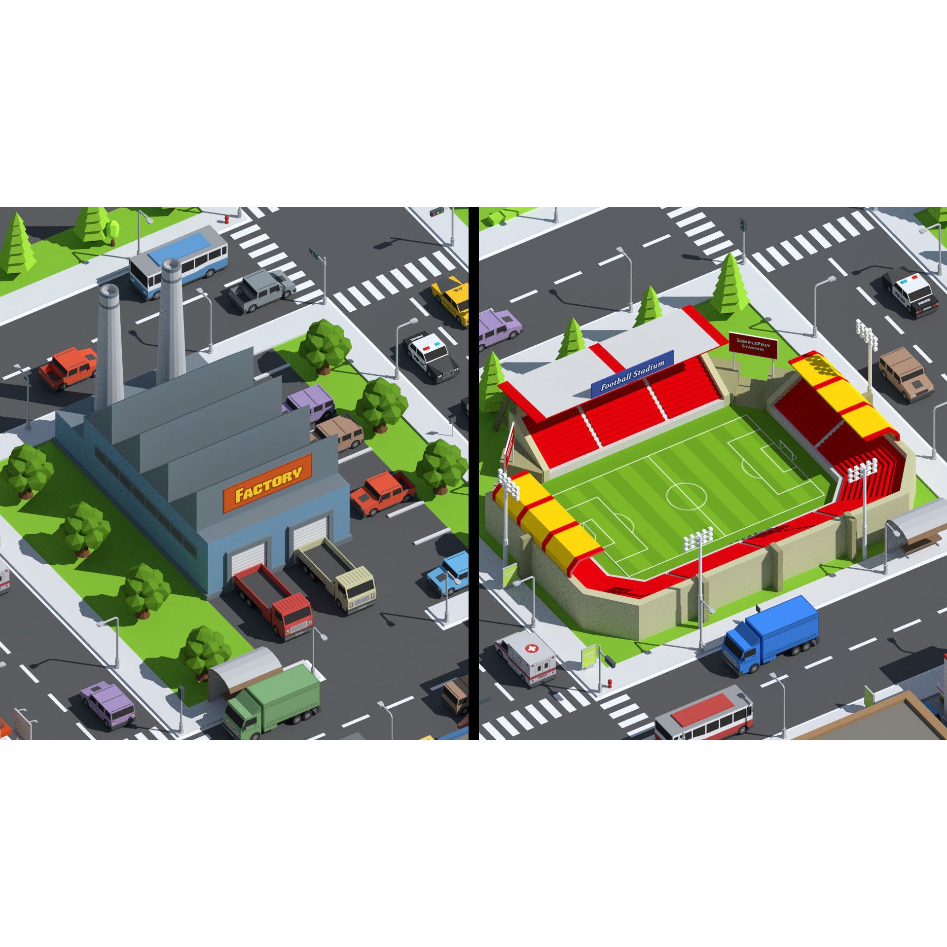 SimplePoly City - Low-Poly Game-Ready 3D Model - View 6