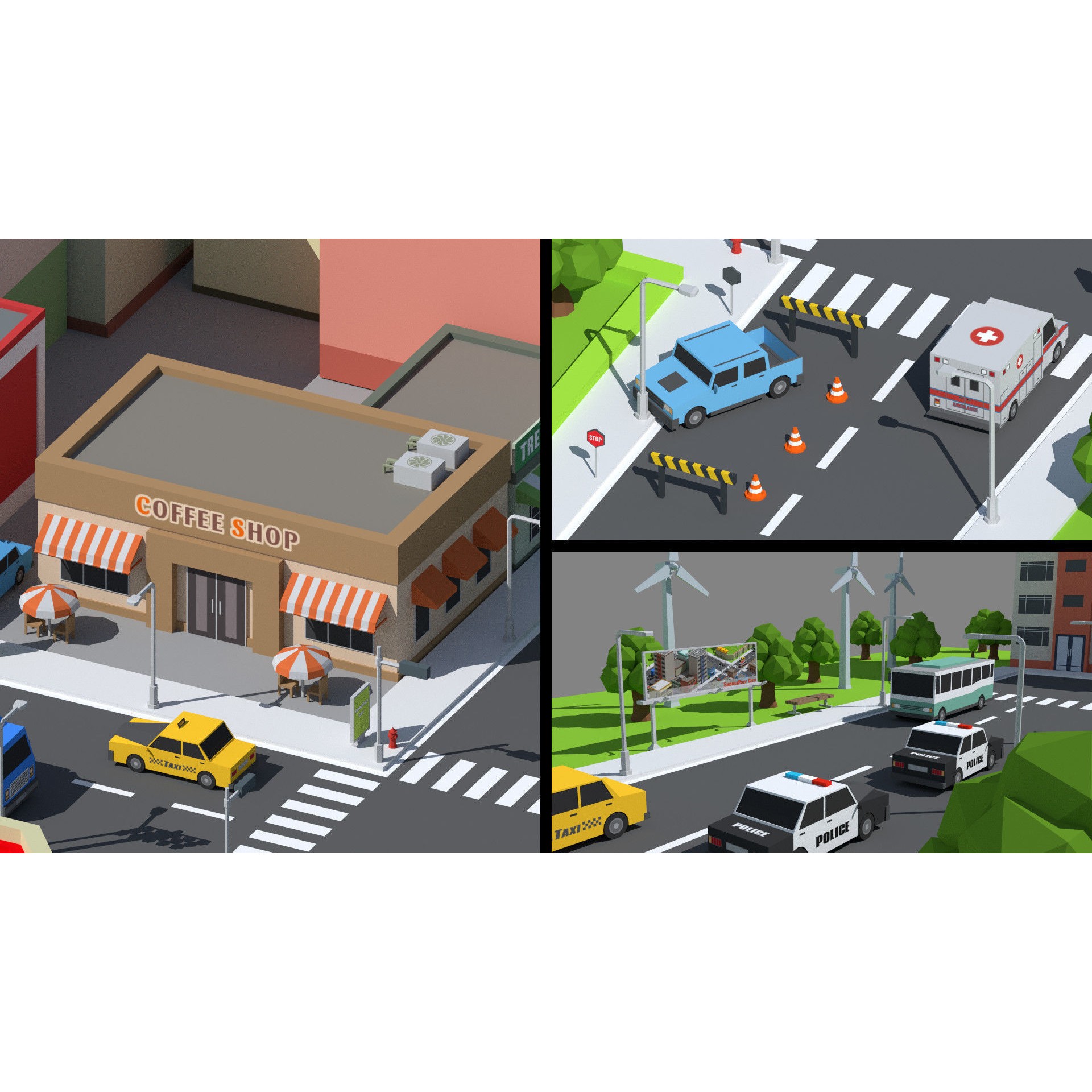 SimplePoly City - Low-Poly Game-Ready 3D Model - View 7