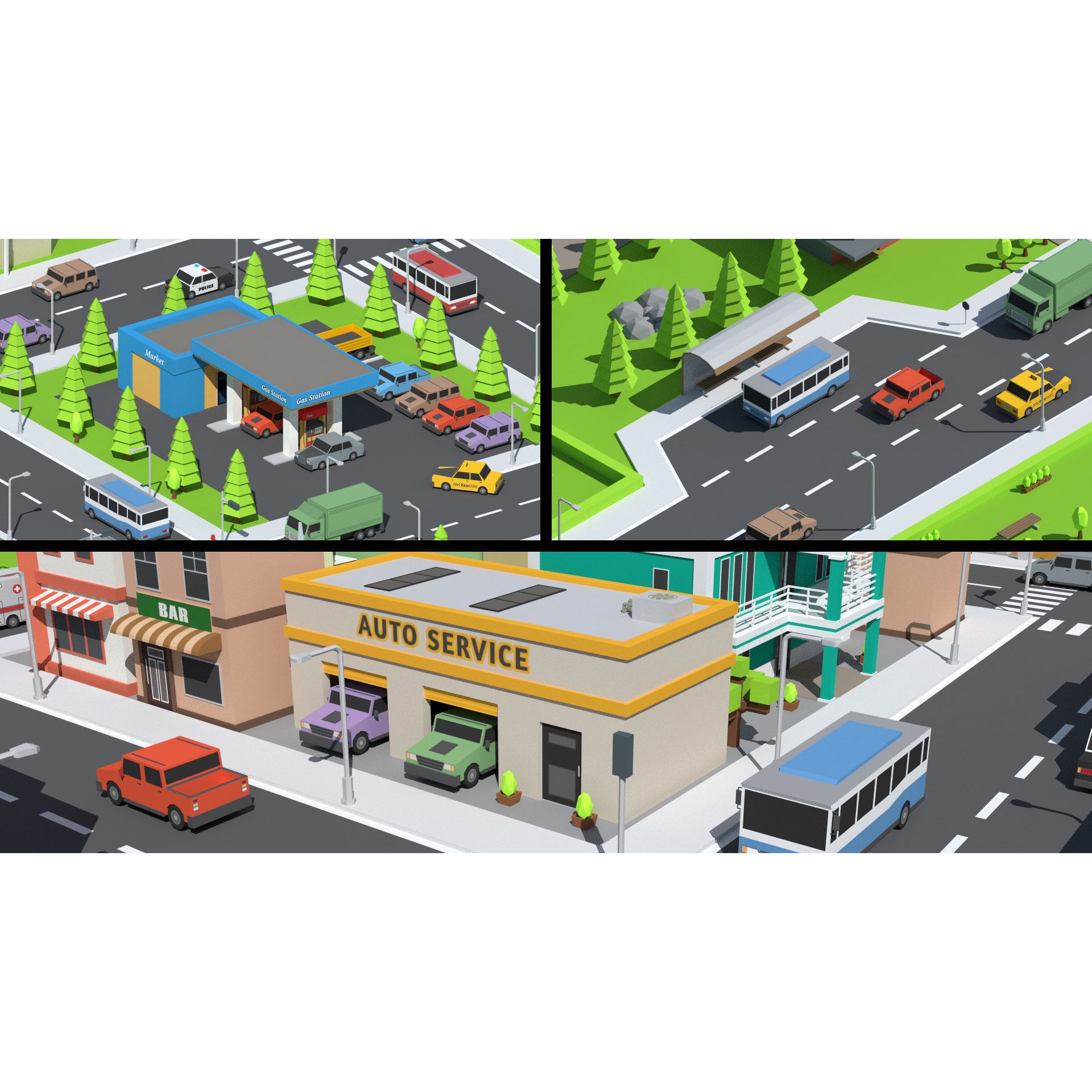 SimplePoly City - Low-Poly Game-Ready 3D Model - View 8