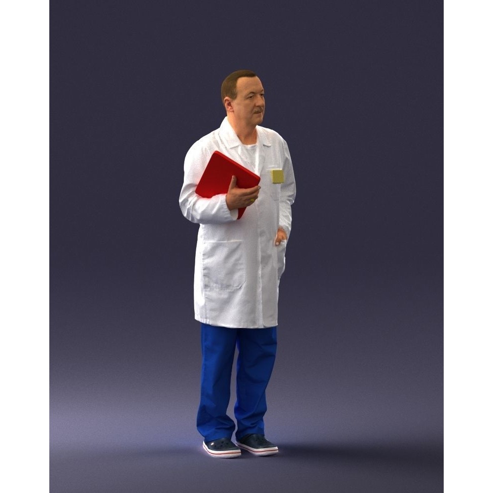 Doctor 3D Model – Realistic Male Character in Lab Coat, FBX, OBJ - View 11