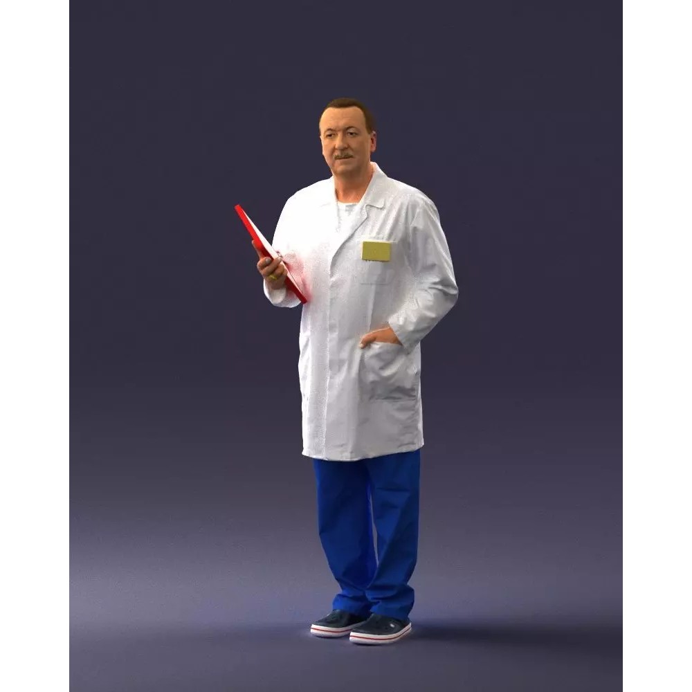 Doctor 3D Model – Realistic Male Character in Lab Coat, FBX, OBJ - View 2