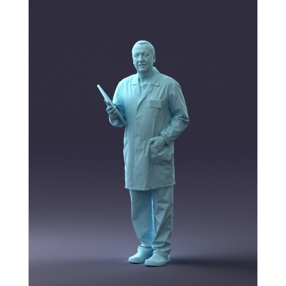 Doctor 3D Model – Realistic Male Character in Lab Coat, FBX, OBJ - View 3