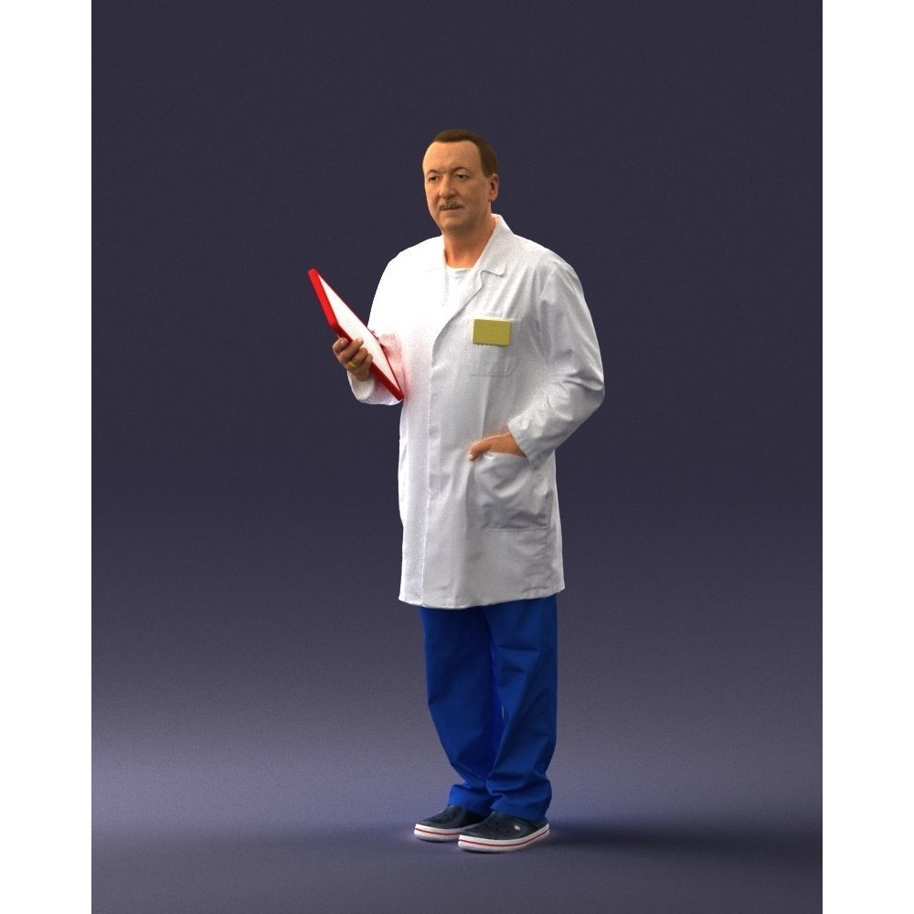Doctor 3D Model – Realistic Male Character in Lab Coat, FBX, OBJ - View 35