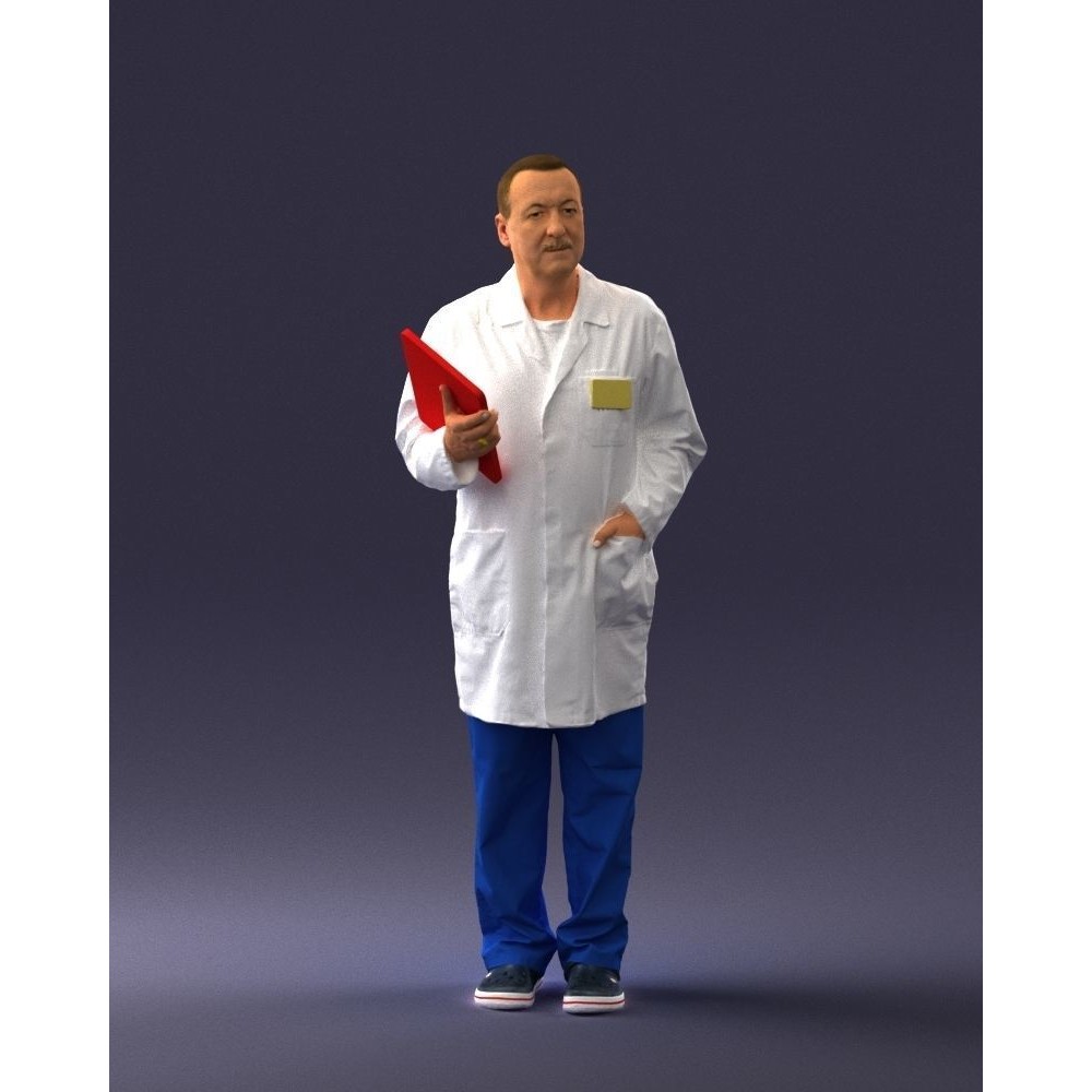 Doctor 3D Model – Realistic Male Character in Lab Coat, FBX, OBJ - View 8