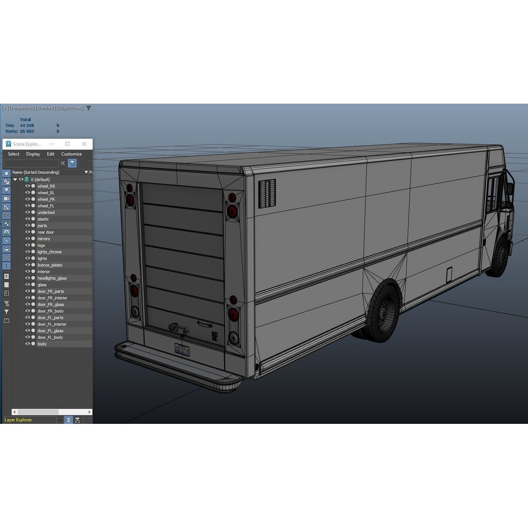 Freightliner Step Van 3D Model – Low Poly Game Ready Asset, FBX, OBJ - View 38