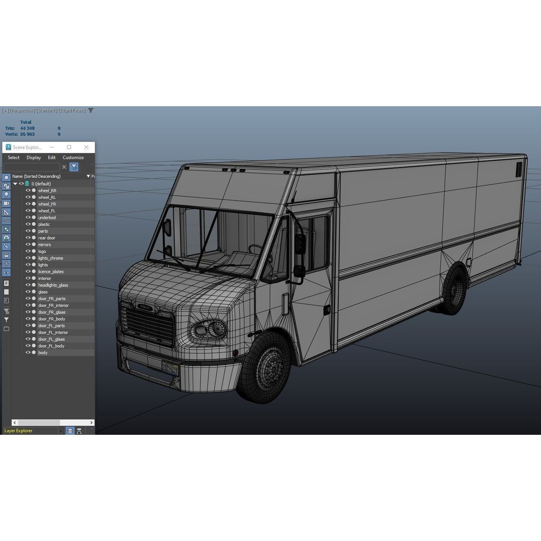 Freightliner Step Van 3D Model – Low Poly Game Ready Asset, FBX, OBJ - View 41