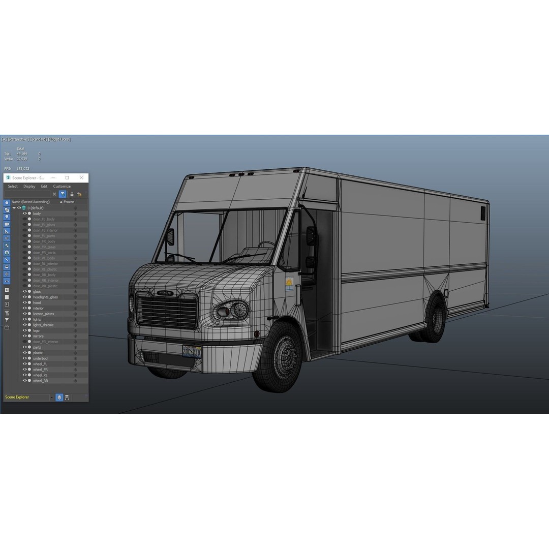 Freightliner Step Van 3D Model – Low Poly Game Ready Asset, FBX, OBJ - View 43