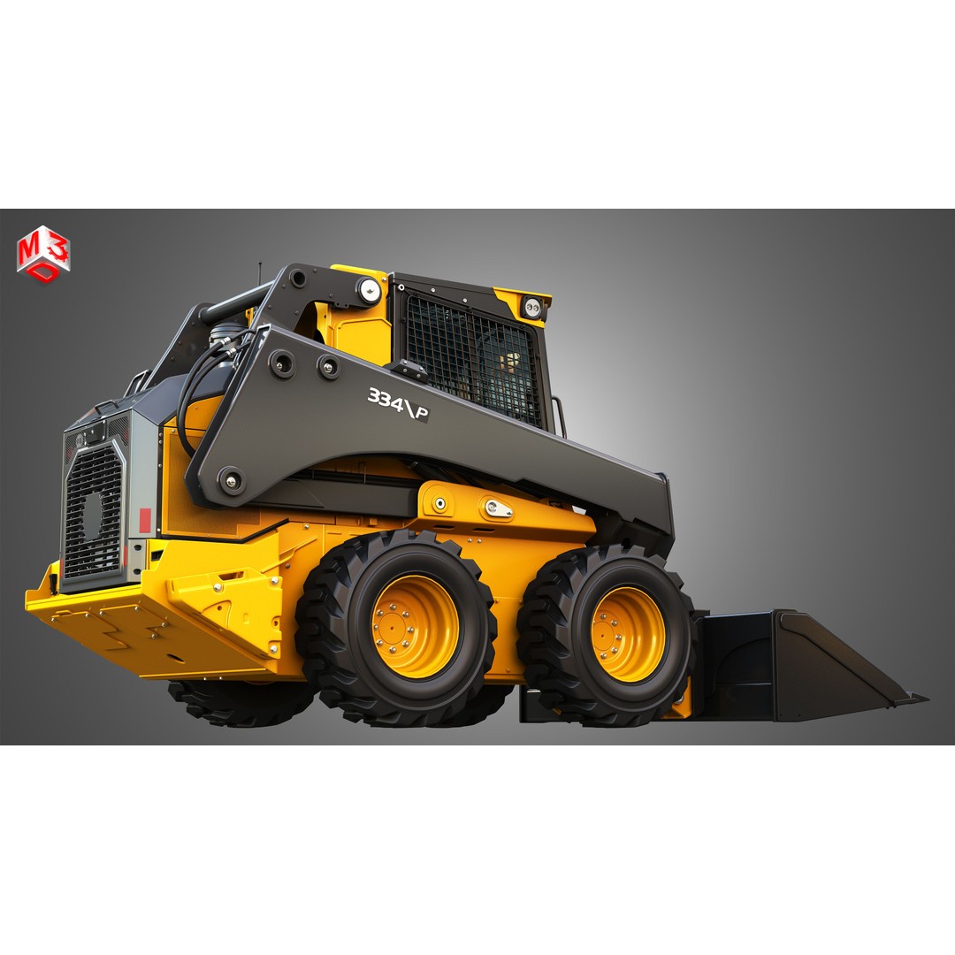334 P-Tier Skid Steer Loader 3D Model – High Poly PBR Asset, FBX, OBJ - View 10