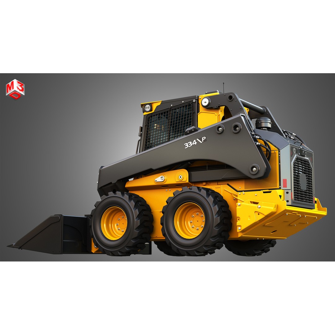 334 P-Tier Skid Steer Loader 3D Model – High Poly PBR Asset, FBX, OBJ - View 12