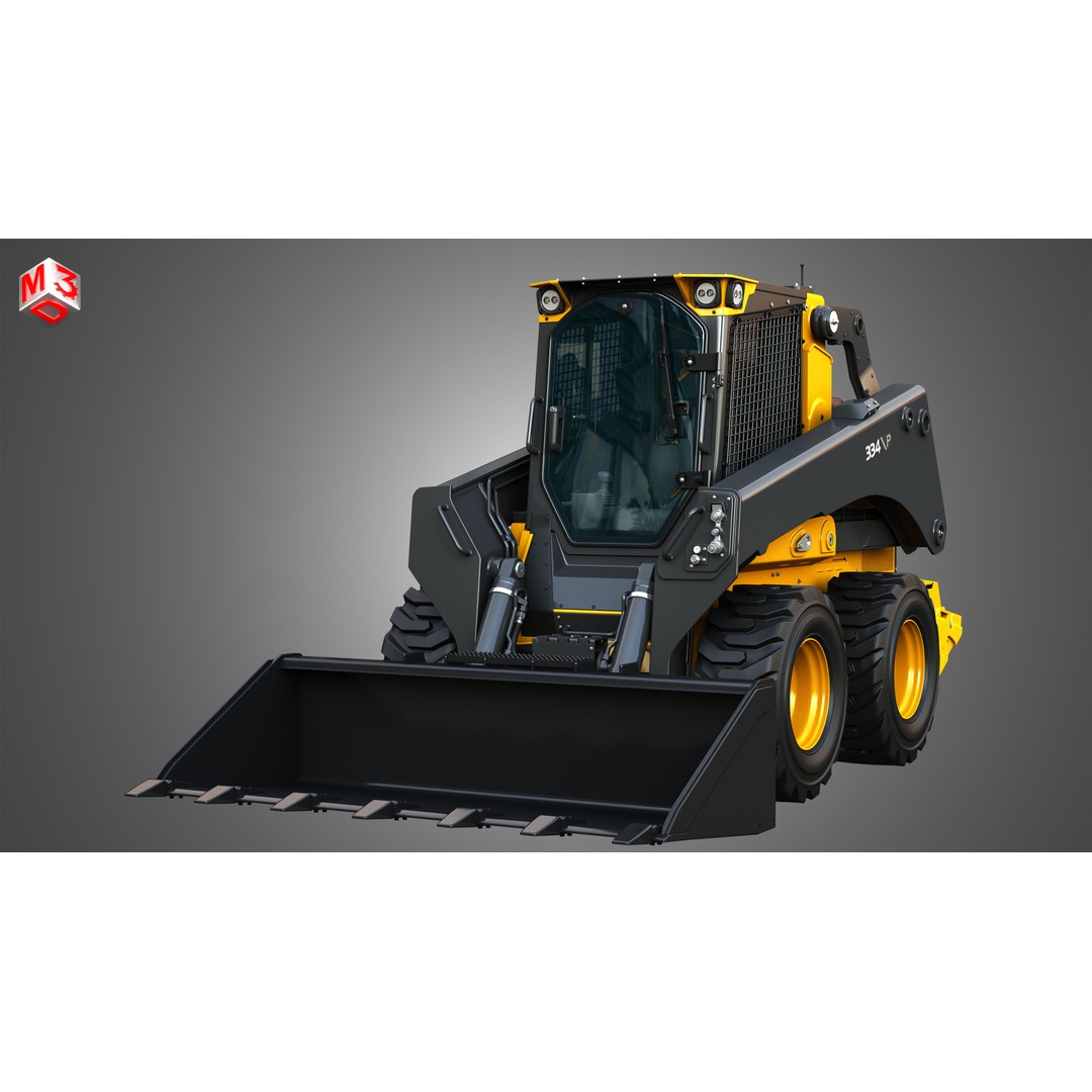 334 P-Tier Skid Steer Loader 3D Model – High Poly PBR Asset, FBX, OBJ - View 13
