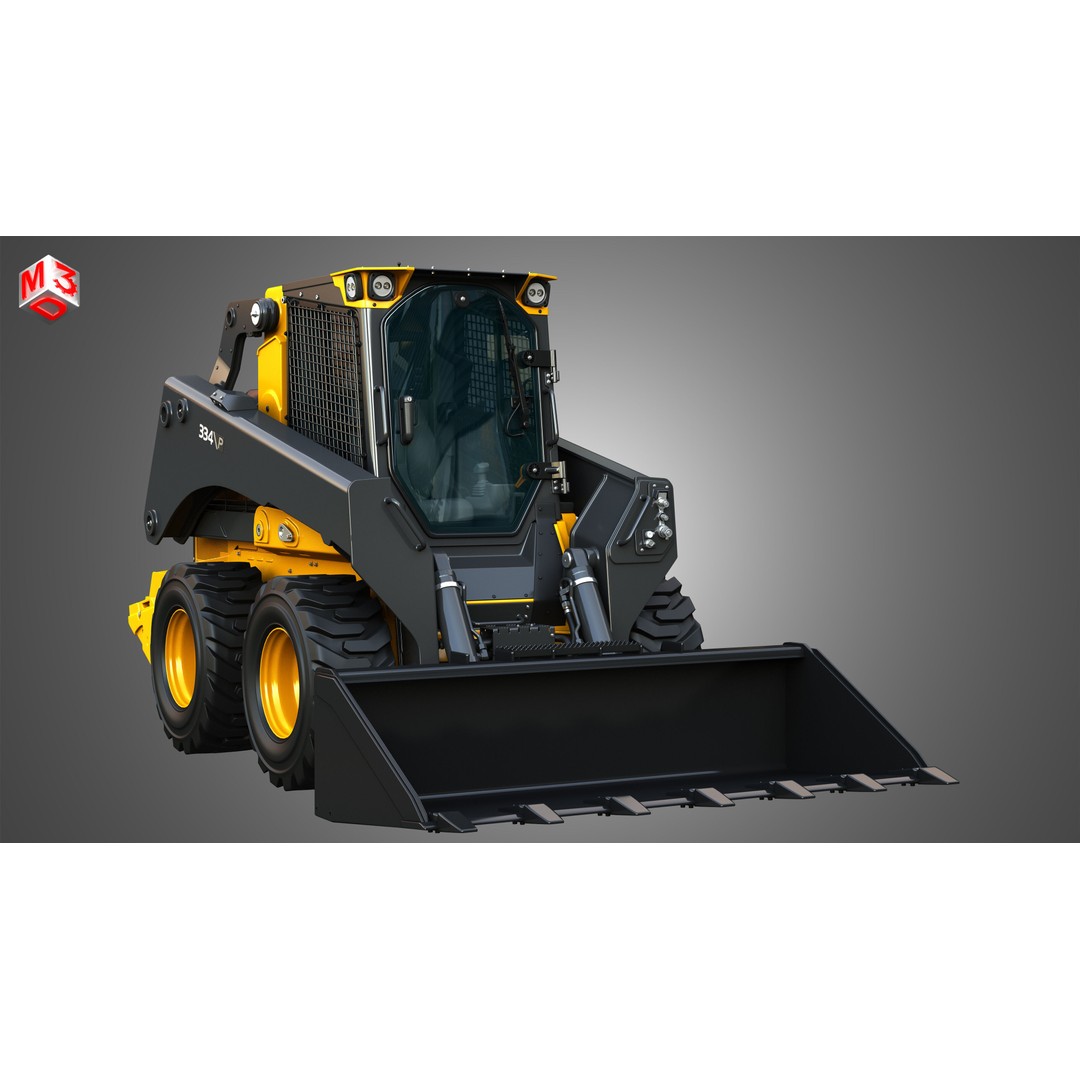 334 P-Tier Skid Steer Loader 3D Model – High Poly PBR Asset, FBX, OBJ - View 15