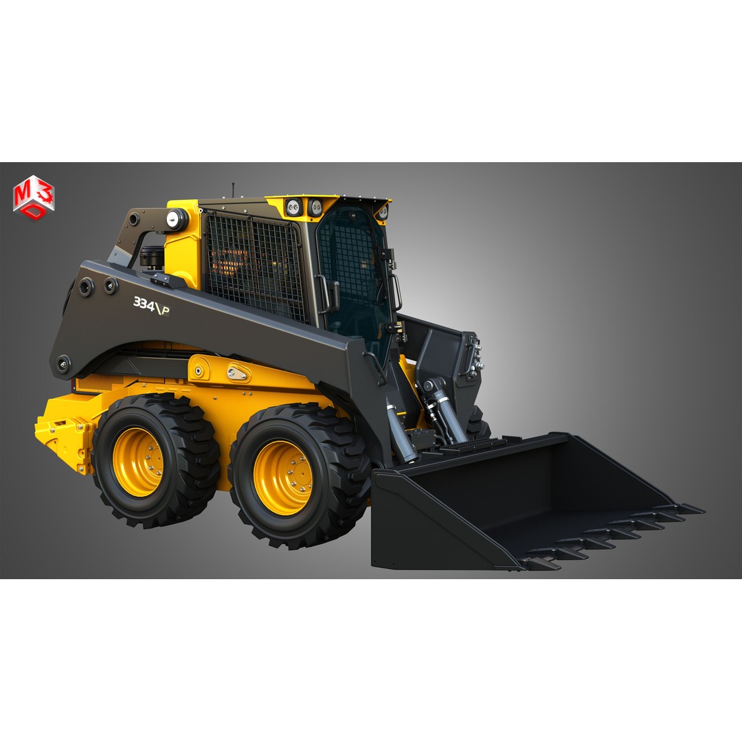 334 P-Tier Skid Steer Loader 3D Model – High Poly PBR Asset, FBX, OBJ - View 19