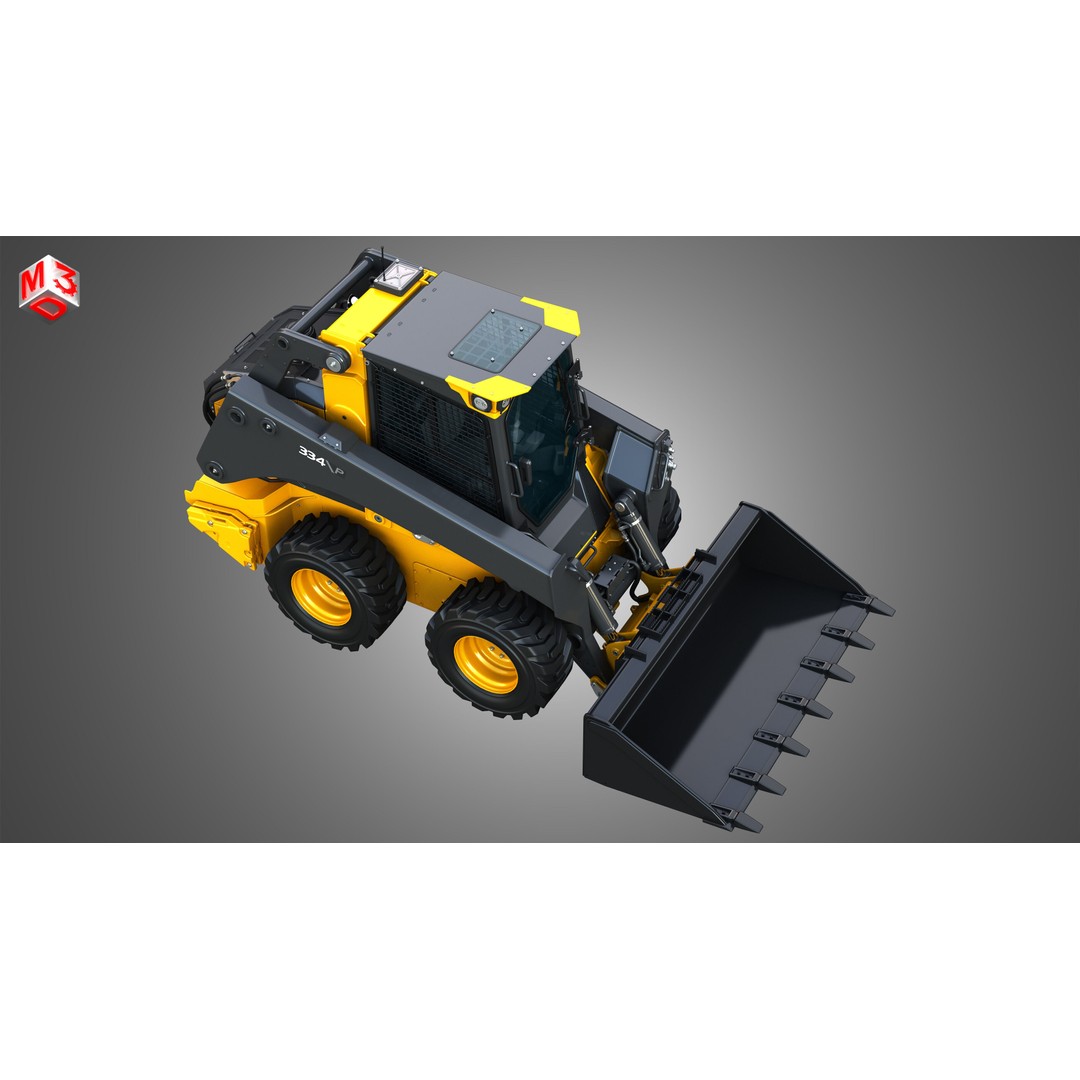 334 P-Tier Skid Steer Loader 3D Model – High Poly PBR Asset, FBX, OBJ - View 23