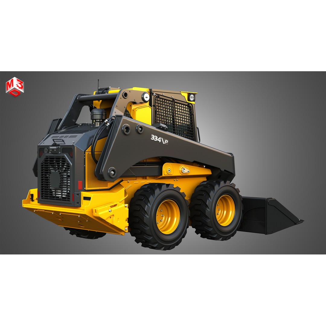 334 P-Tier Skid Steer Loader 3D Model – High Poly PBR Asset, FBX, OBJ - View 4
