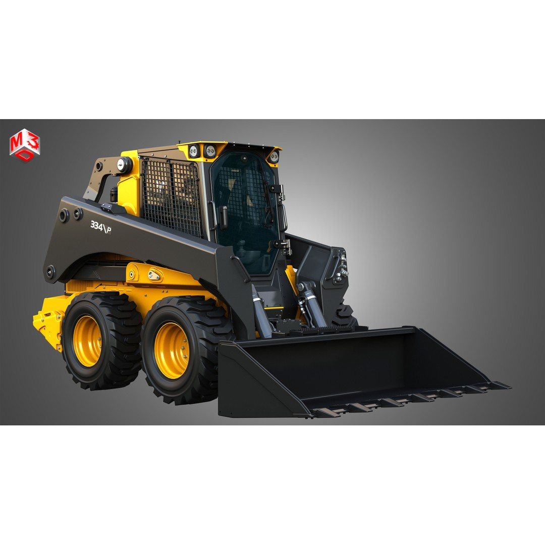 334 P-Tier Skid Steer Loader 3D Model – High Poly PBR Asset, FBX, OBJ - View 5