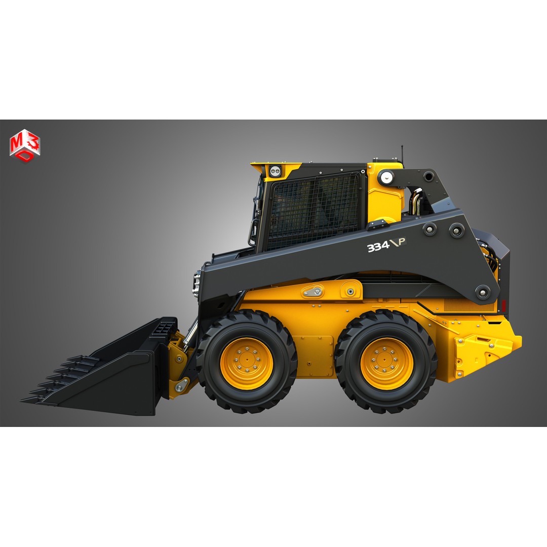 334 P-Tier Skid Steer Loader 3D Model – High Poly PBR Asset, FBX, OBJ - View 7