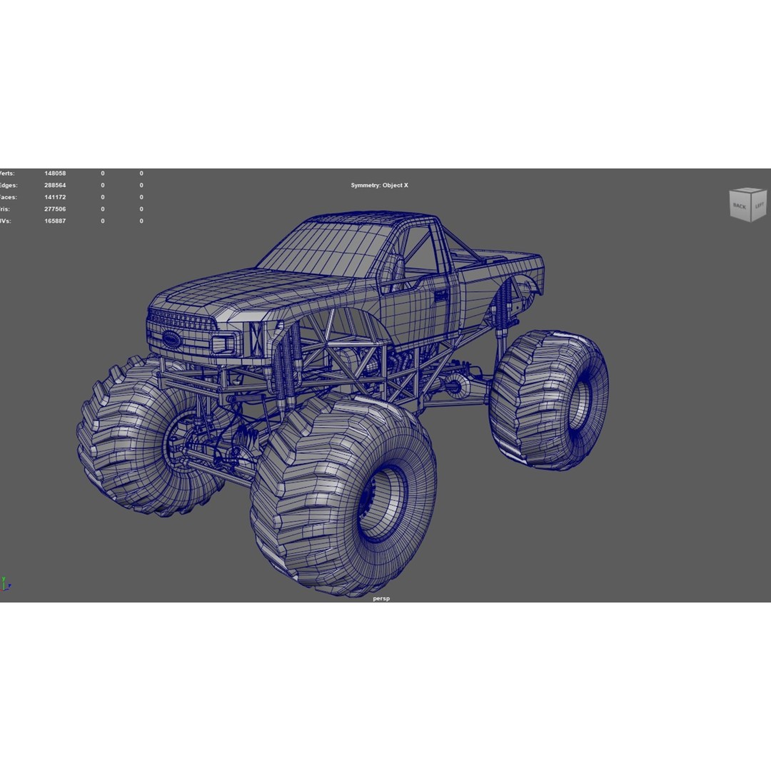 Monster Truck 3D Model – Low Poly Game Asset, FBX, PBR Textures - View 16