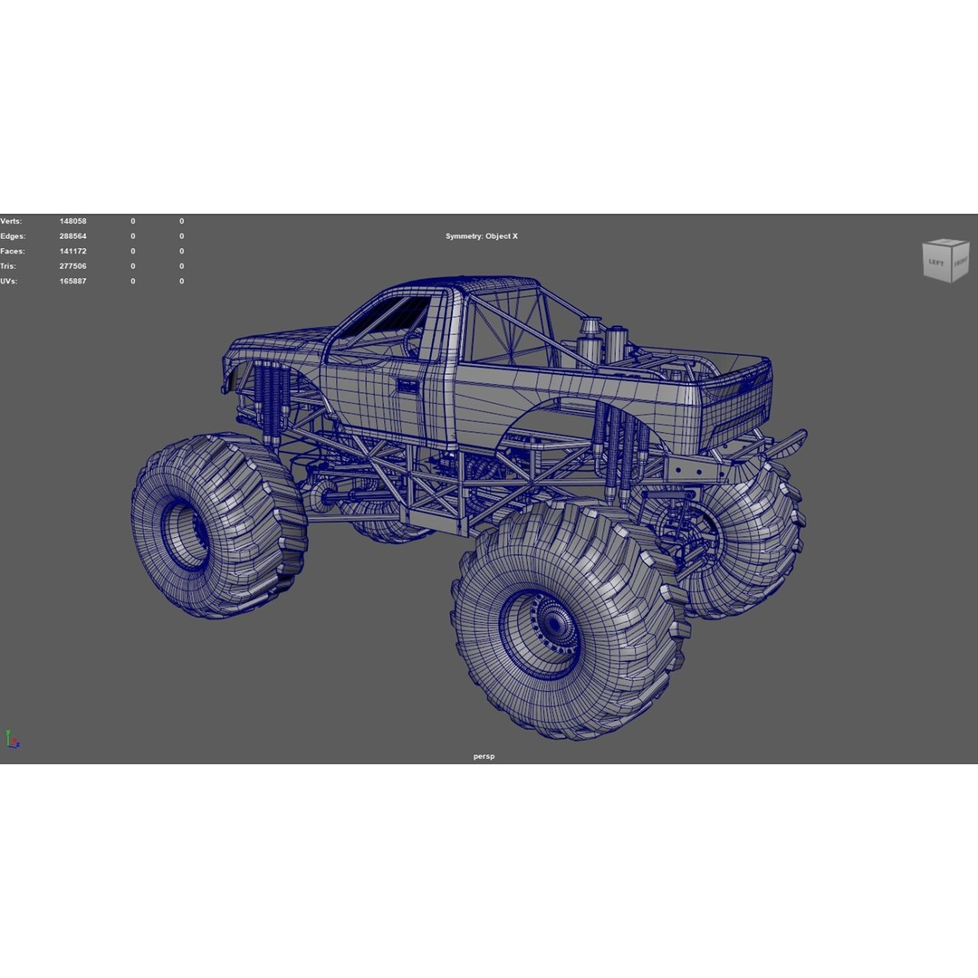 Monster Truck 3D Model – Low Poly Game Asset, FBX, PBR Textures - View 17