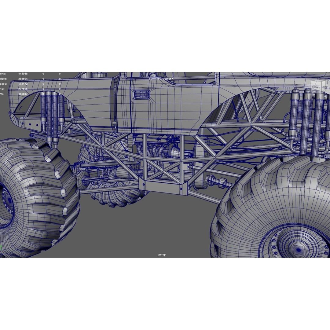 Monster Truck 3D Model – Low Poly Game Asset, FBX, PBR Textures - View 19