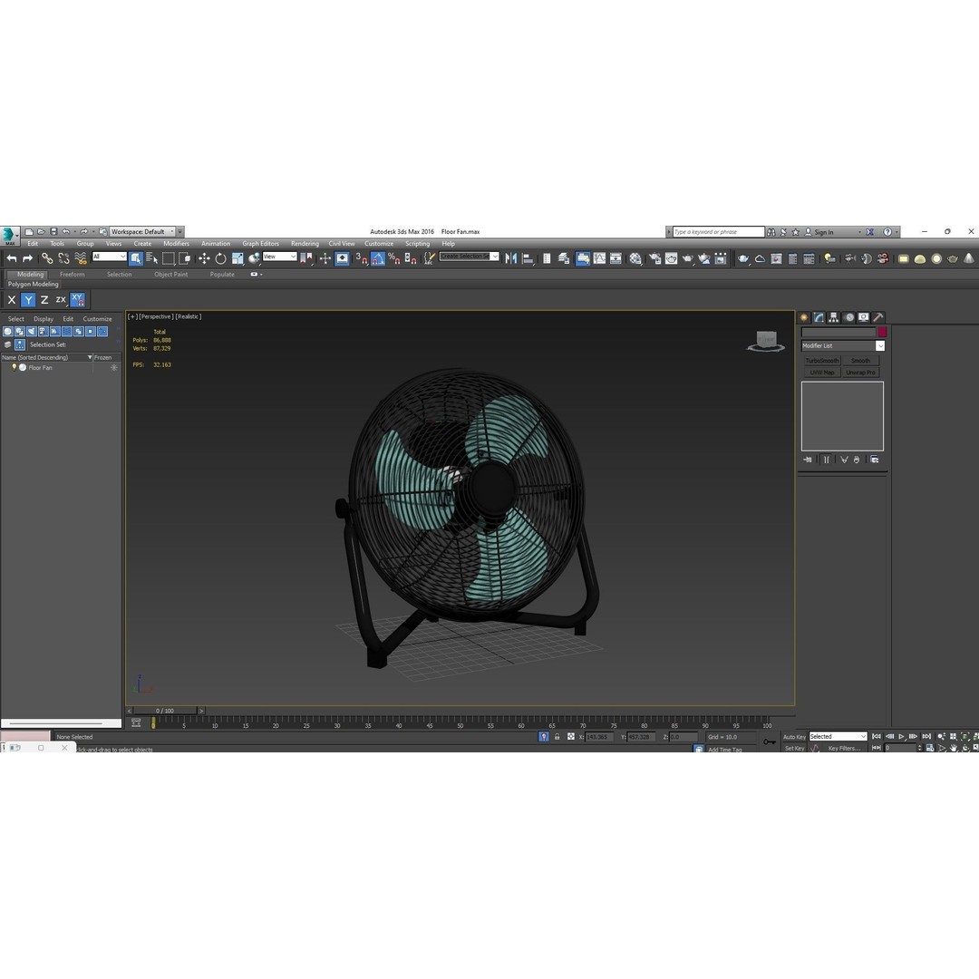 Heavy Duty Floor Fan 3D Model – Industrial High Velocity Asset, PBR, FBX, OBJ - View 25