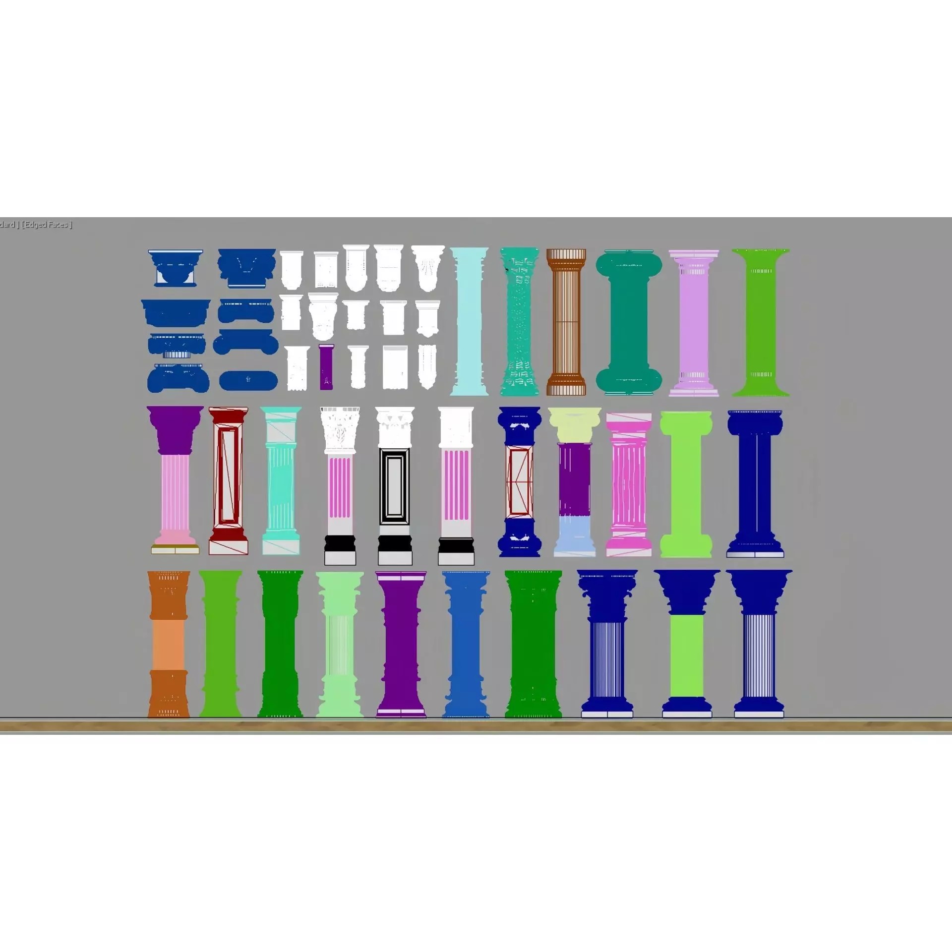 European-Style Plaster Column - Decorative 3D Model