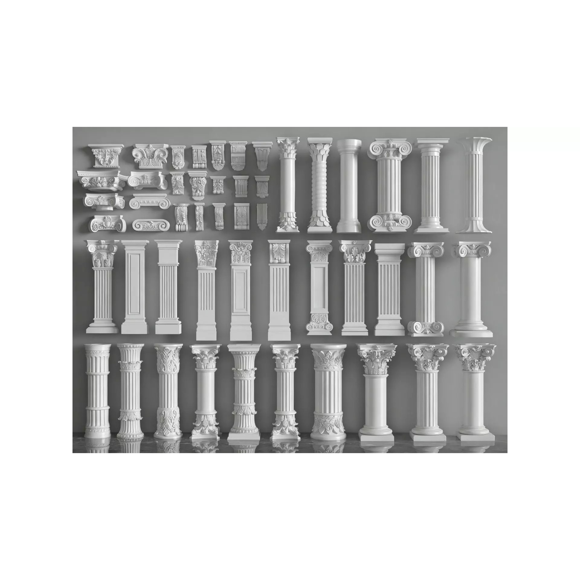 European-Style Plaster Column - Decorative 3D Model - View 2