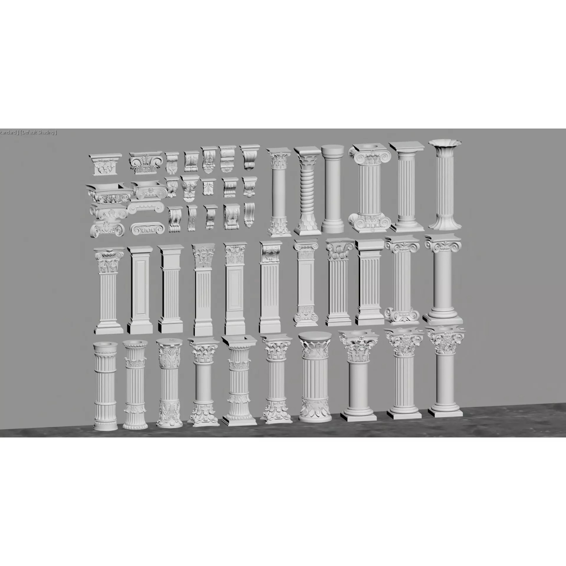 European-Style Plaster Column - Decorative 3D Model - View 3