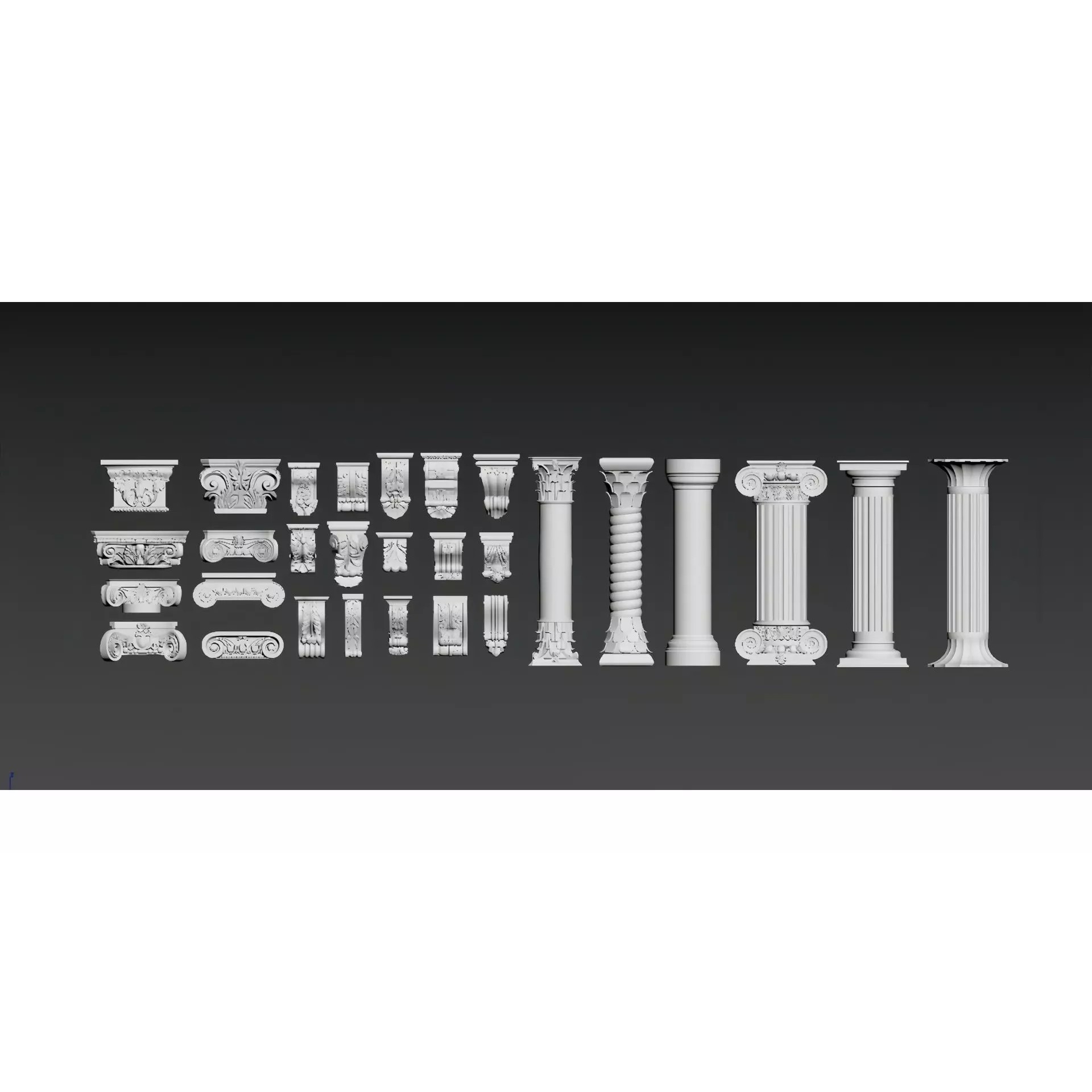 European-Style Plaster Column - Decorative 3D Model - View 4