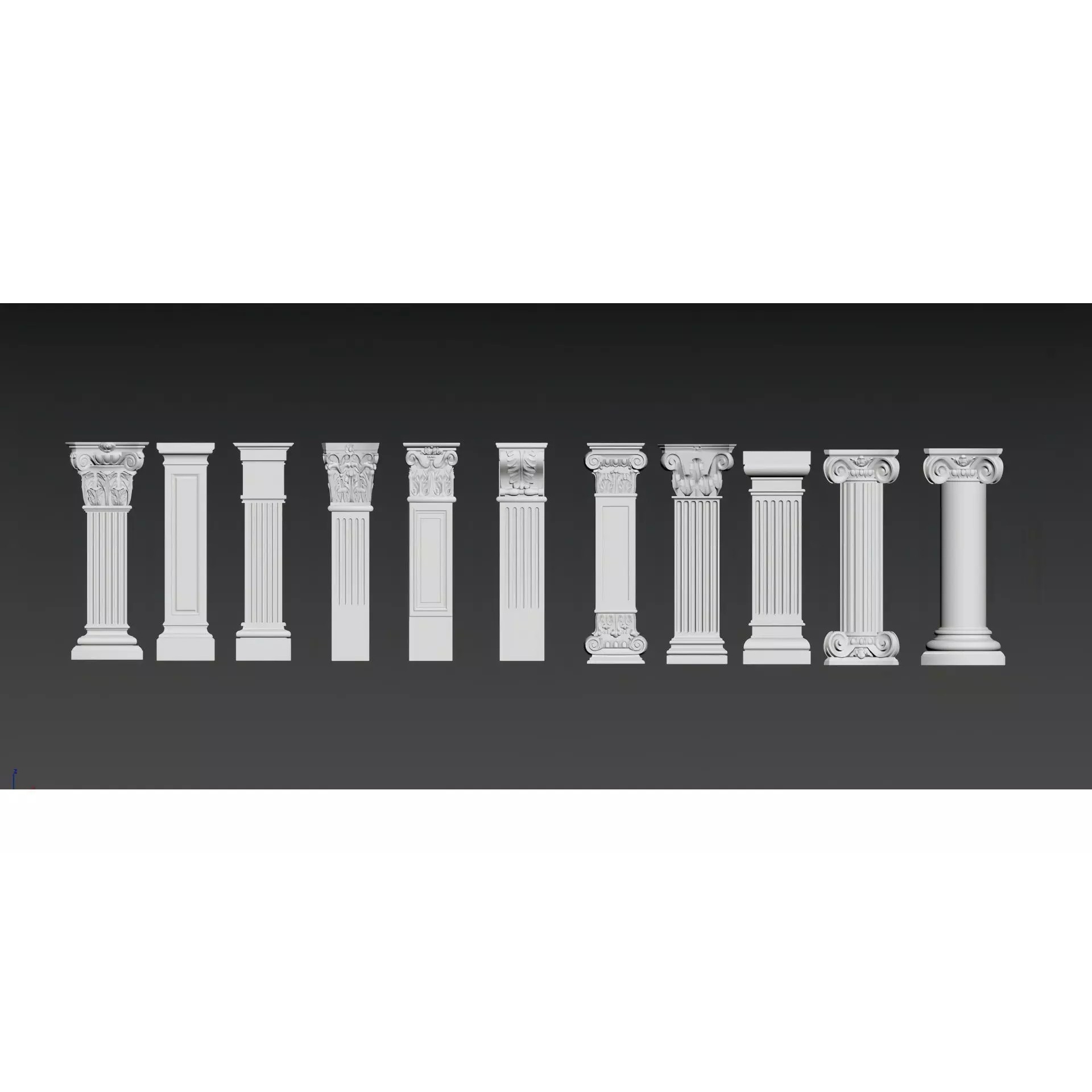 European-Style Plaster Column - Decorative 3D Model - View 5