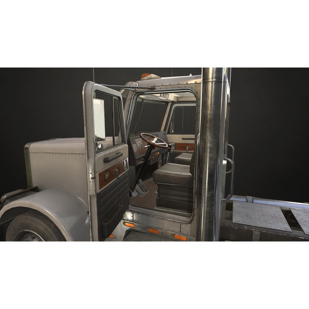 Semi Truck Day Cab 3D Model – Low Poly Game Ready Asset, FBX - View 10