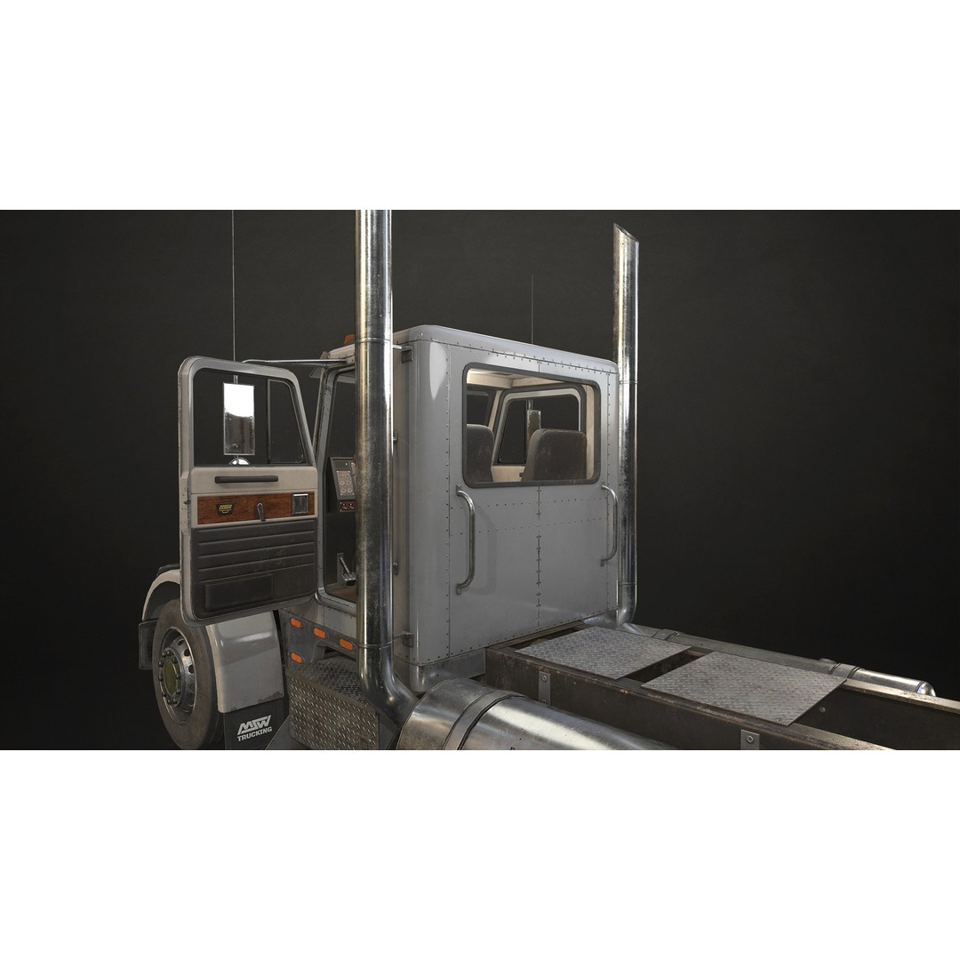 Semi Truck Day Cab 3D Model – Low Poly Game Ready Asset, FBX - View 11